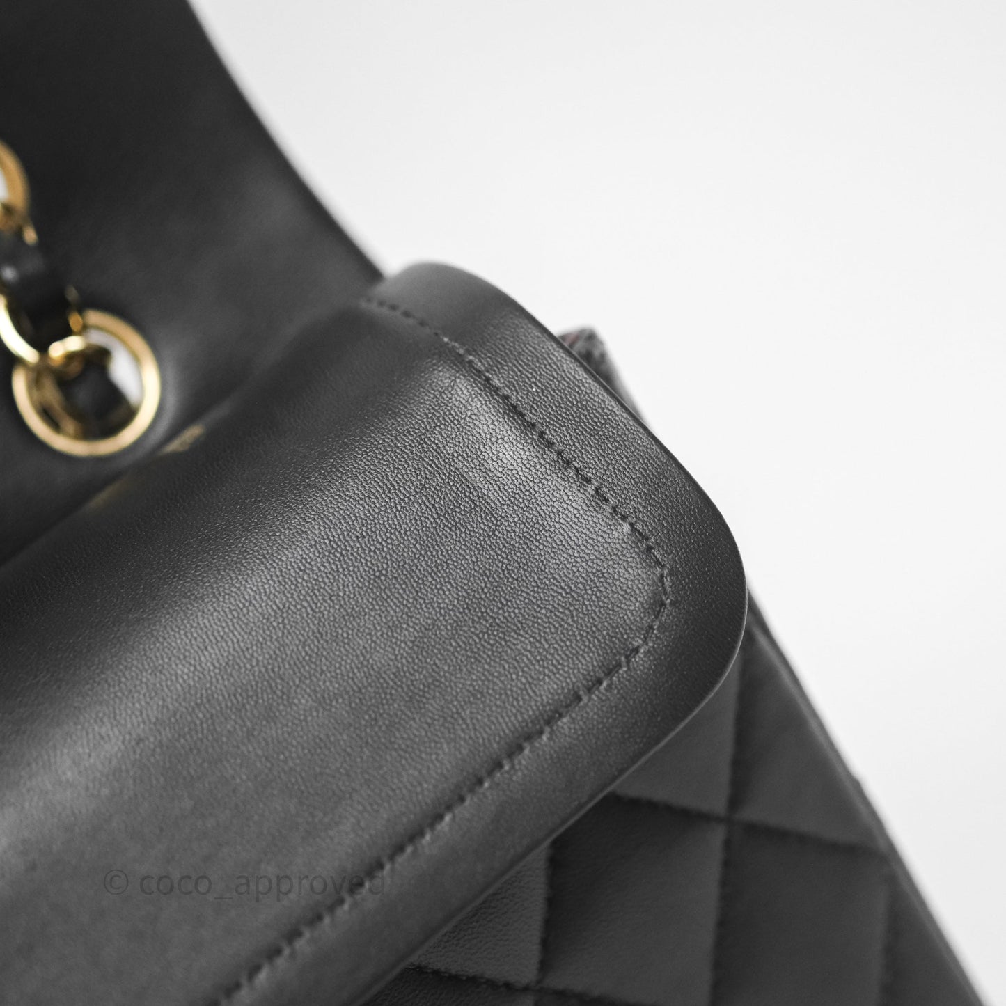 Chanel Classic M/L Medium Flap Quilted Black Lambskin Gold Hardware