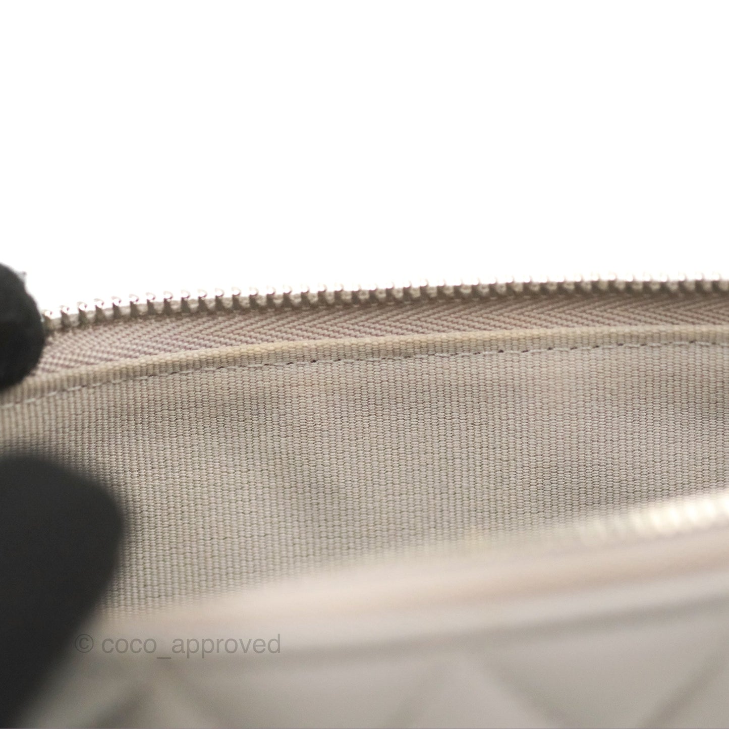 Chanel Quilted Small O Case Grey Lambskin Silver Hardware