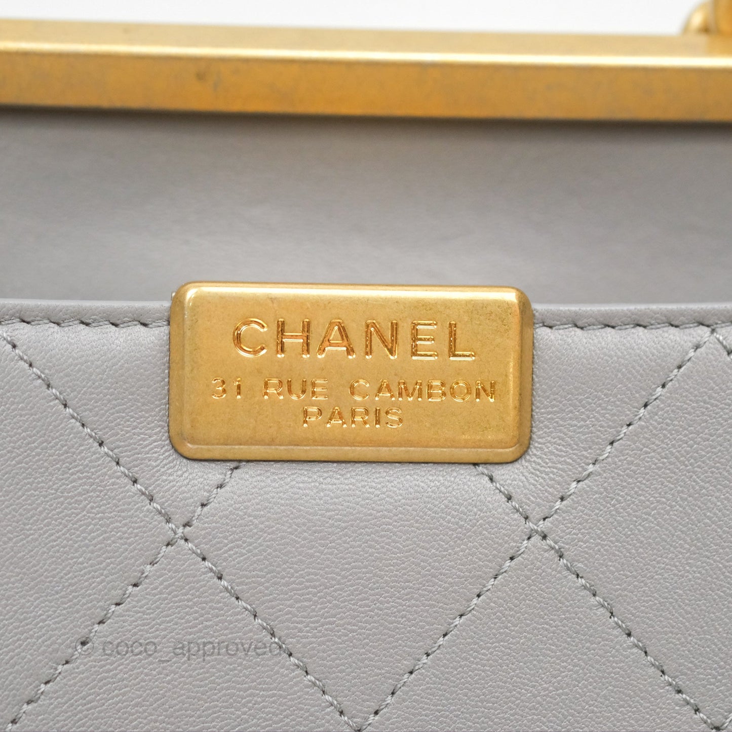 Chanel Small Quilted Coco Luxe Flap Bag Grey Calfskin Aged Gold Hardware