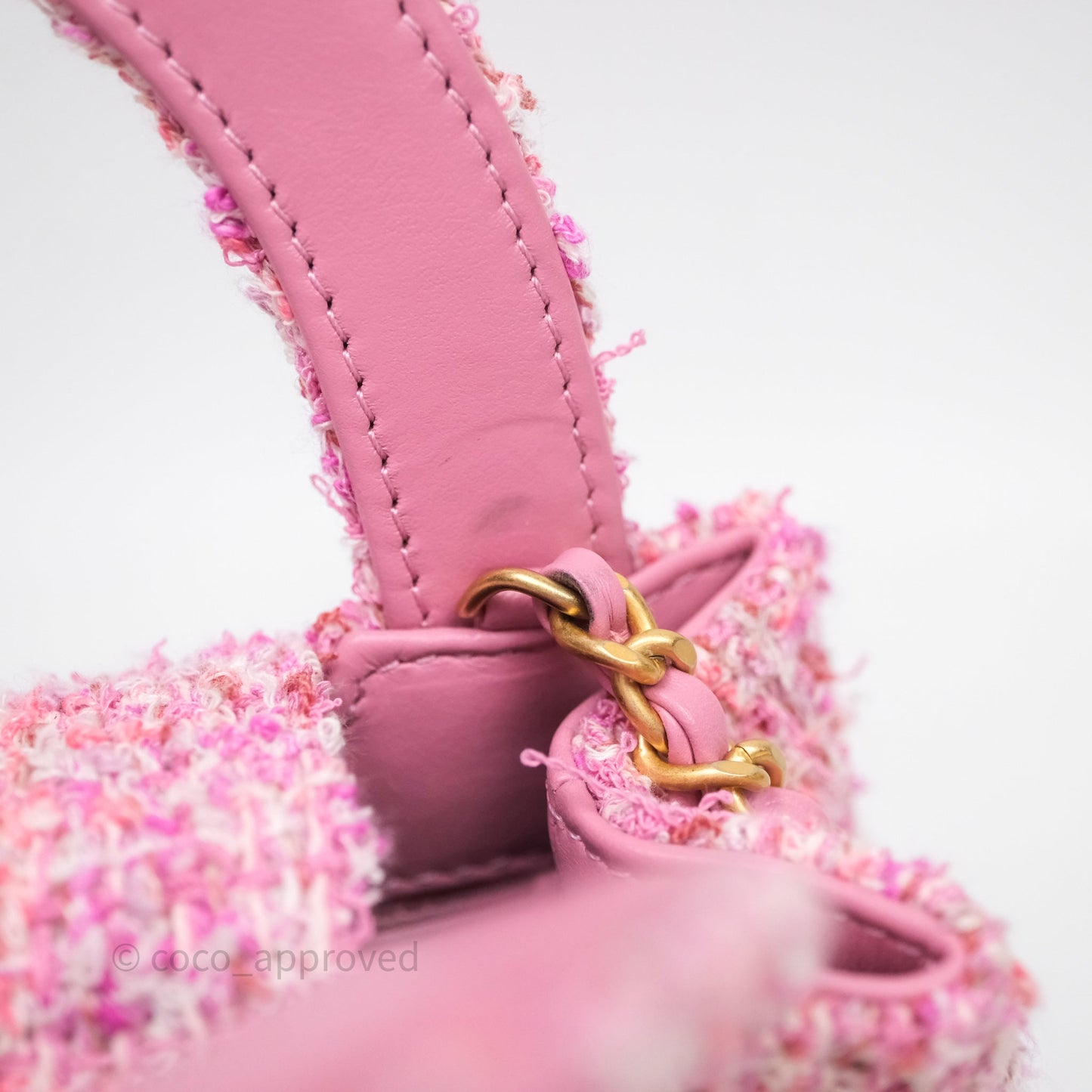 Chanel Kelly Bag Pink Tweed Aged Gold Hardware