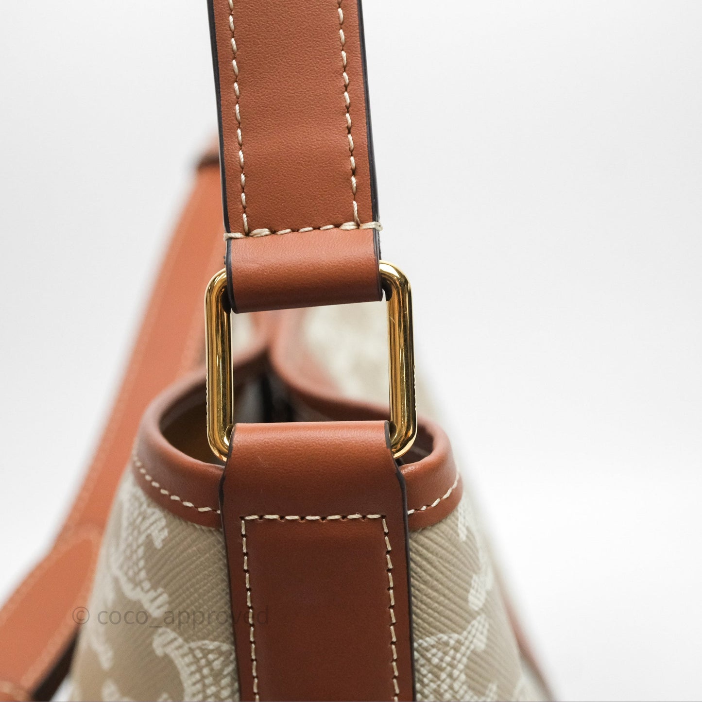 Celine Small Bucket Triomphe Canvas Grege Calfskin