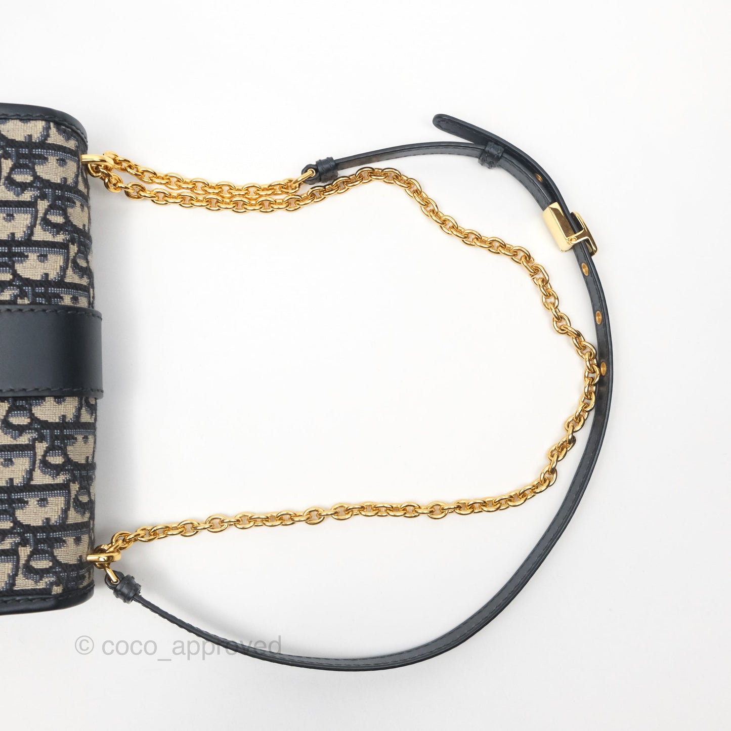 Dior 30 Montaigne East-West Bag With Chain Blue Dior Oblique Jacquard