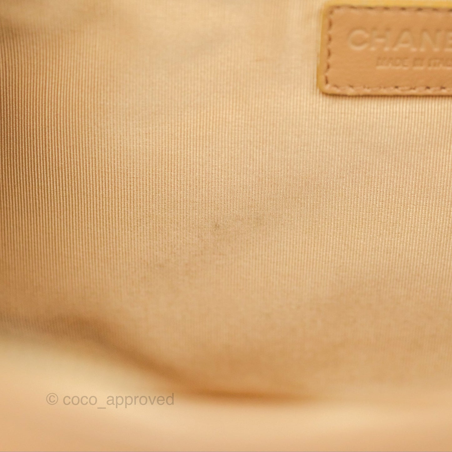 Chanel Contrast Stitch Surpique Bowler Bag Beige Calfskin Matte Black Hardware