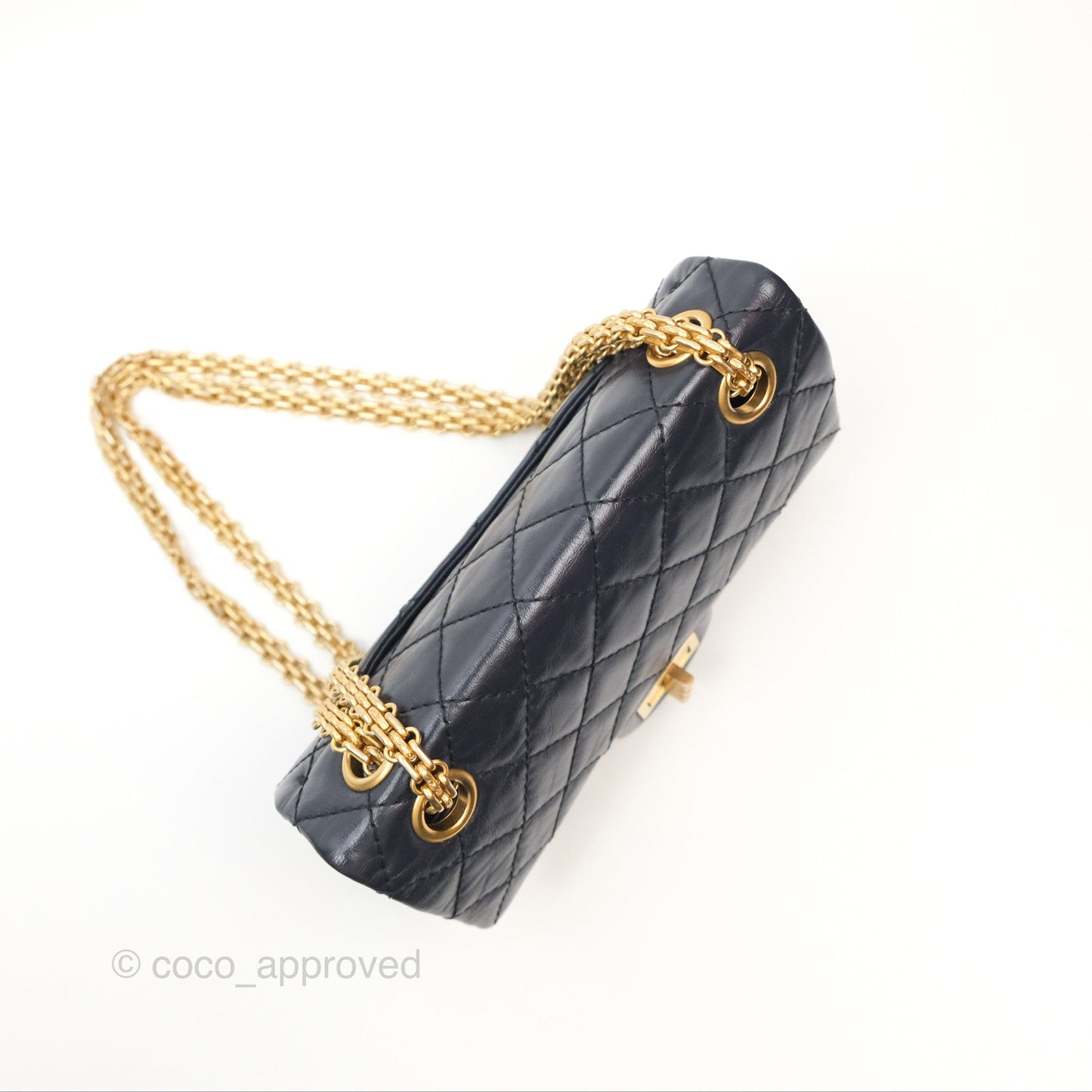 Chanel Mini Reissue 224 Navy Aged Calfskin Aged Gold Hardware