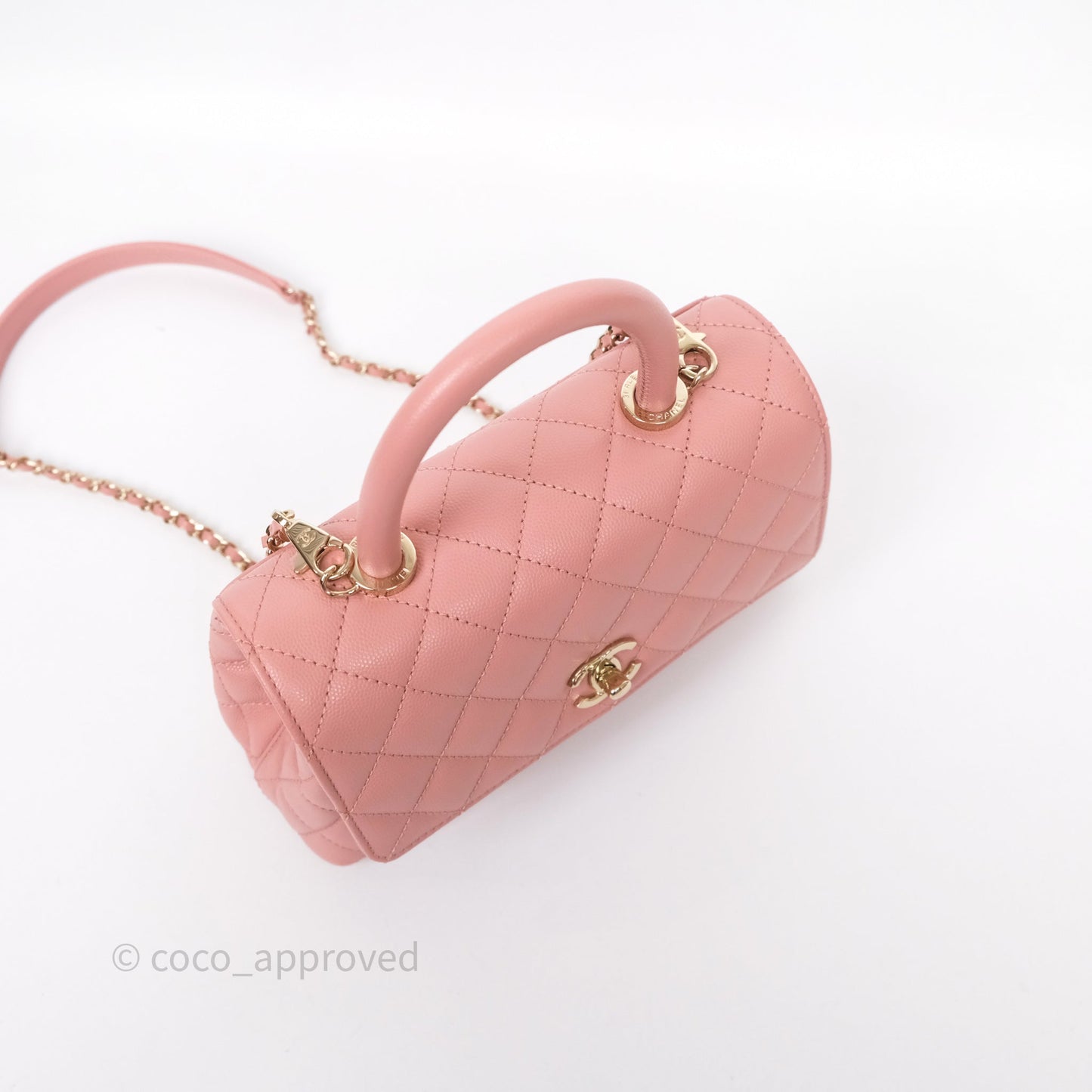 Chanel Small Coco Handle Quilted Pink Caviar Gold Hardware