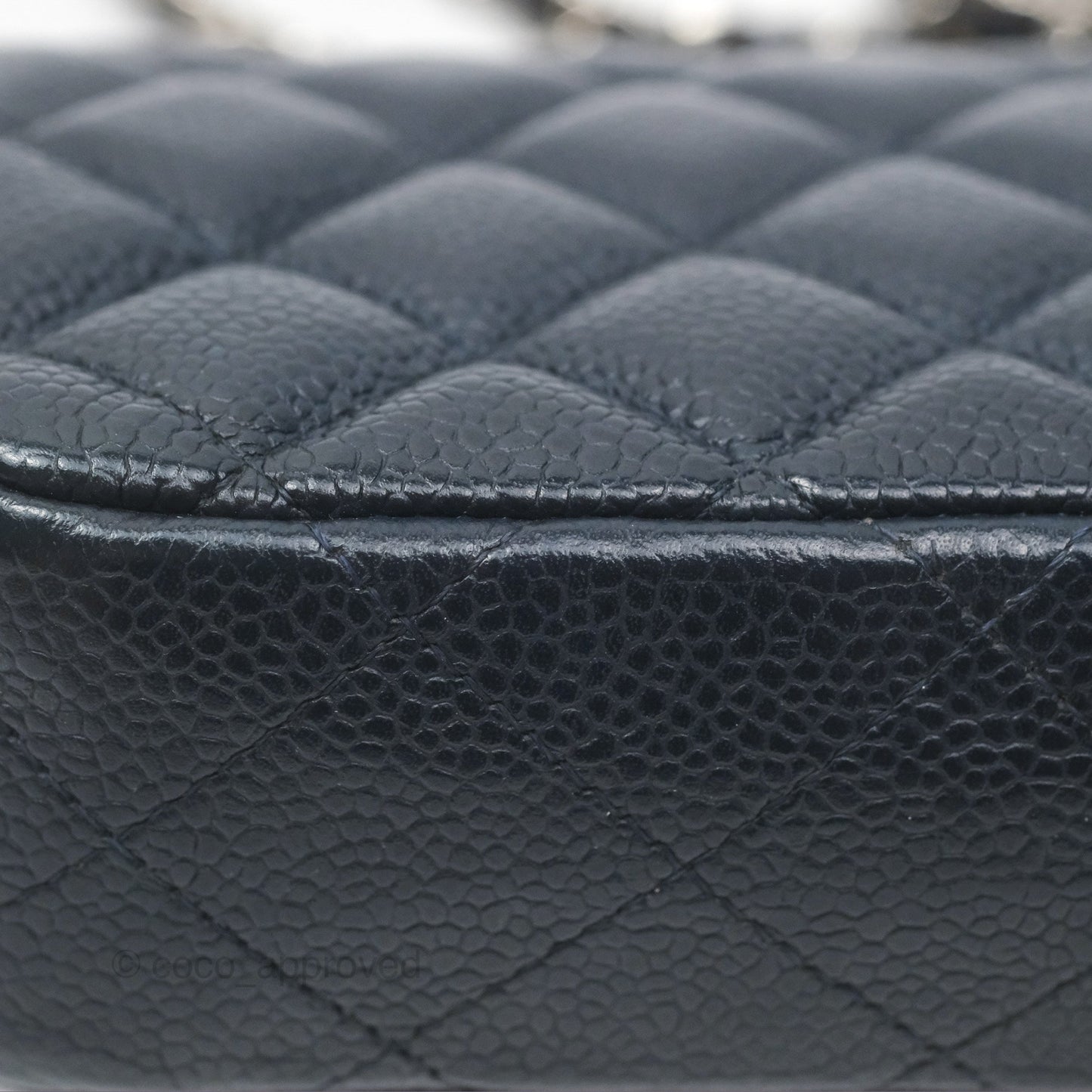 Chanel Quilted Extra Mini Rectangular Flap Dark Navy Caviar Silver Hardware