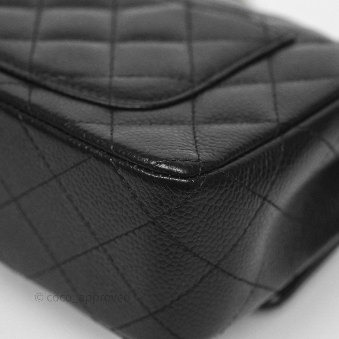 Chanel Mini Rectangular Quilted Black Caviar Aged Gold Hardware