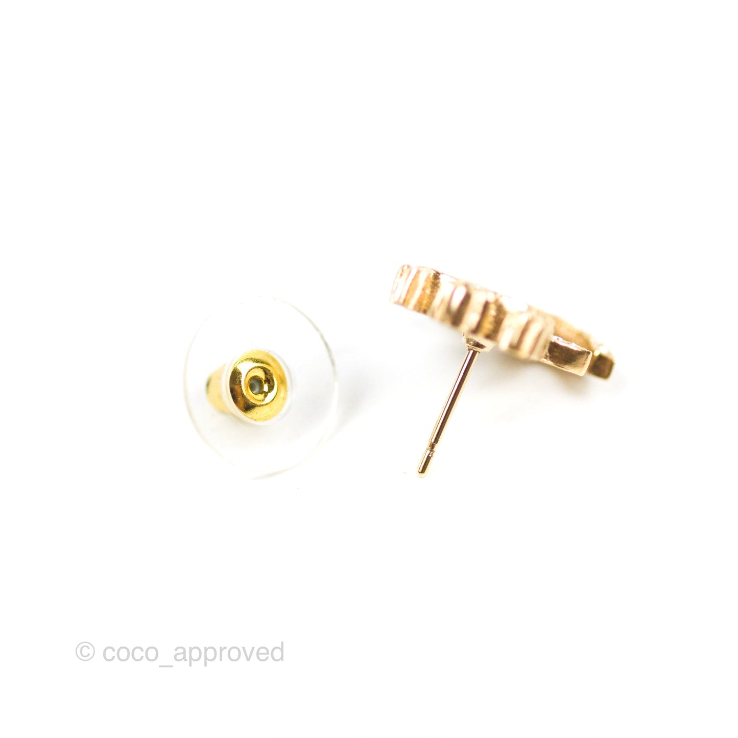 Chanel Crystal CC Crown Earrings Gold Tone 21A