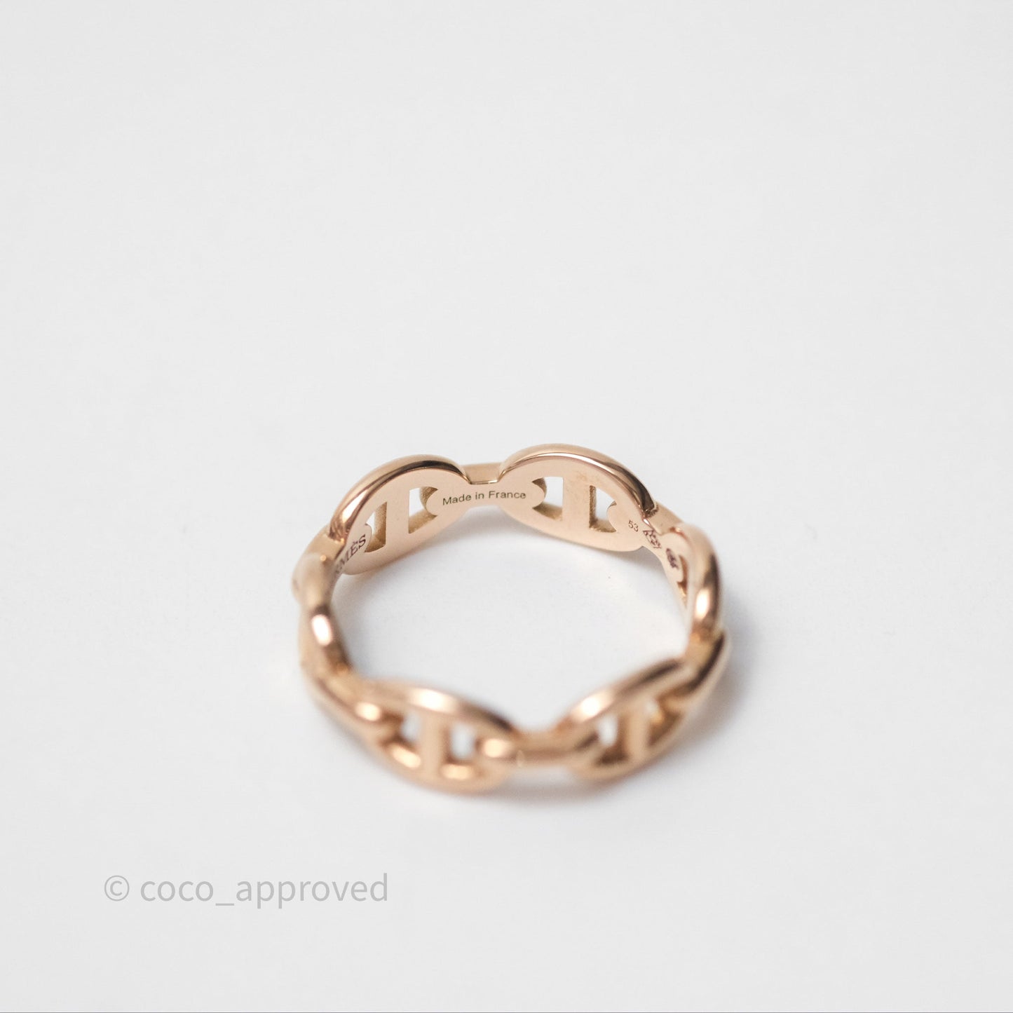Hermès Chaine d'Ancre Enchainee Band Ring PM Rose Gold 53