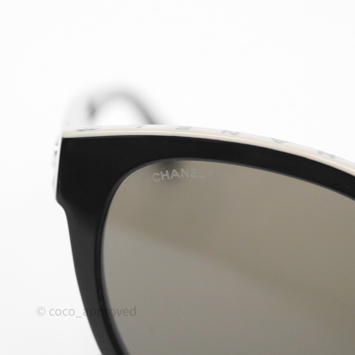 Chanel Logo Butterfly Sunglasses Black Beige Acetate