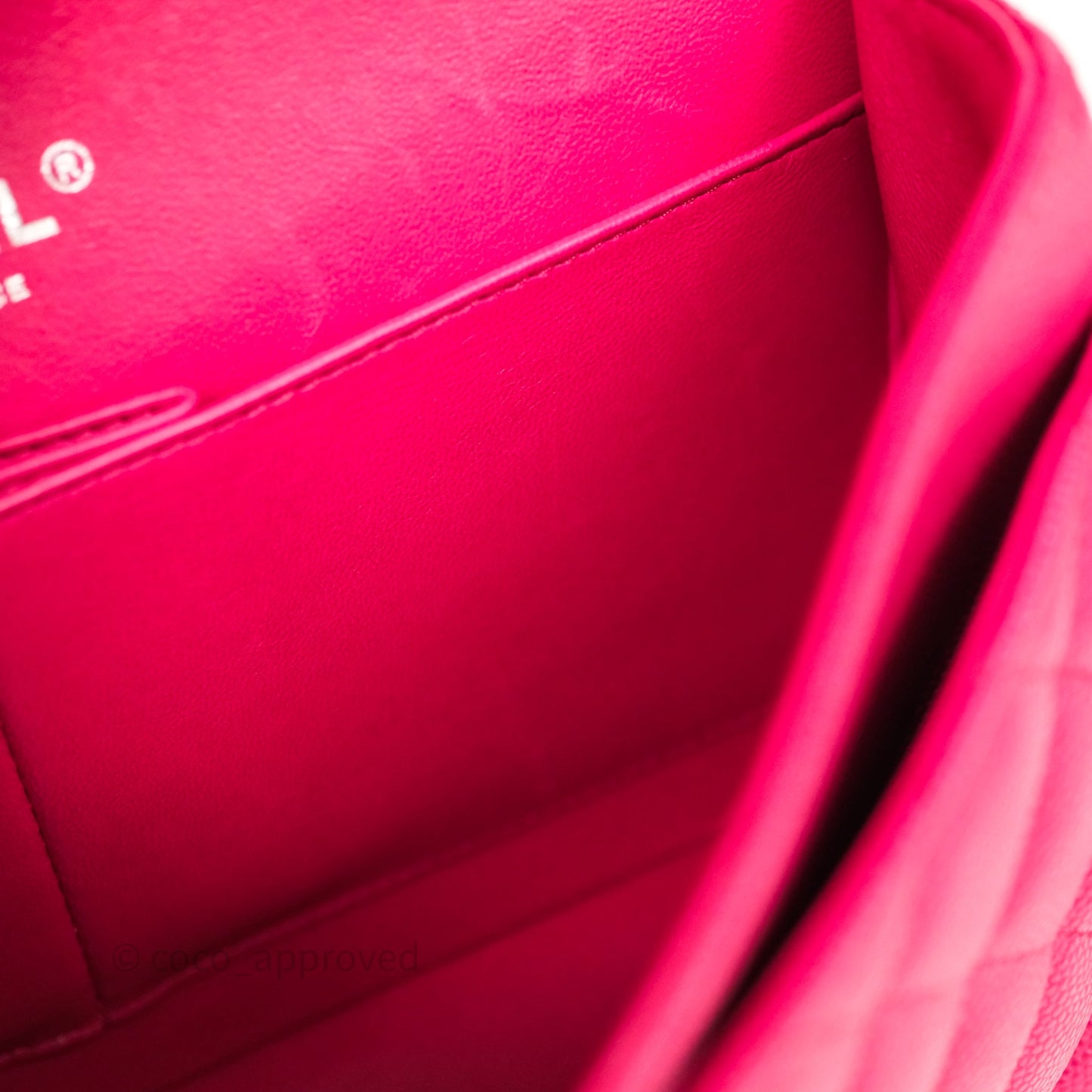 Chanel Small Classic Flap Quilted Hot Pink Caviar Silver Hardware