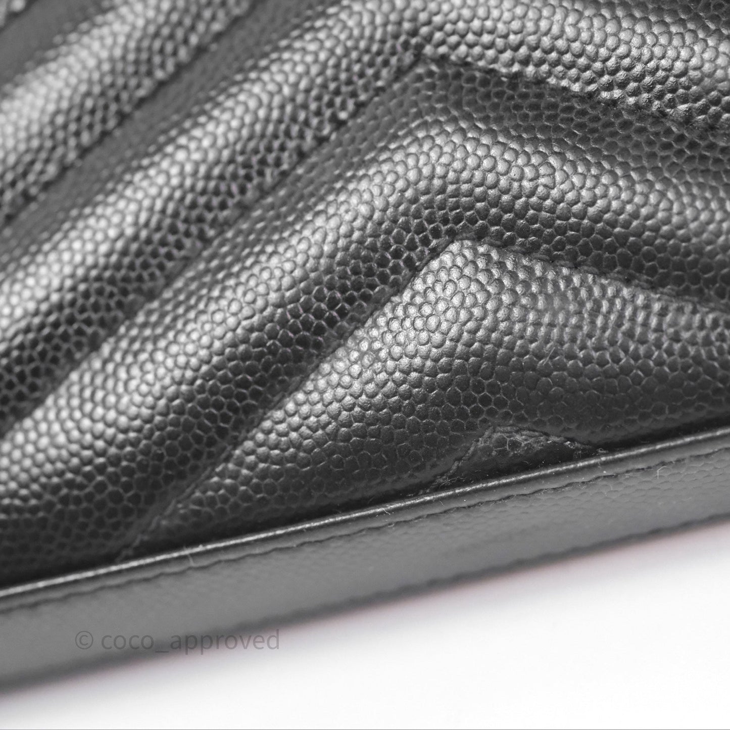 Saint Laurent Wallet on Chain WOC Black Grained Leather Sliver Hardware