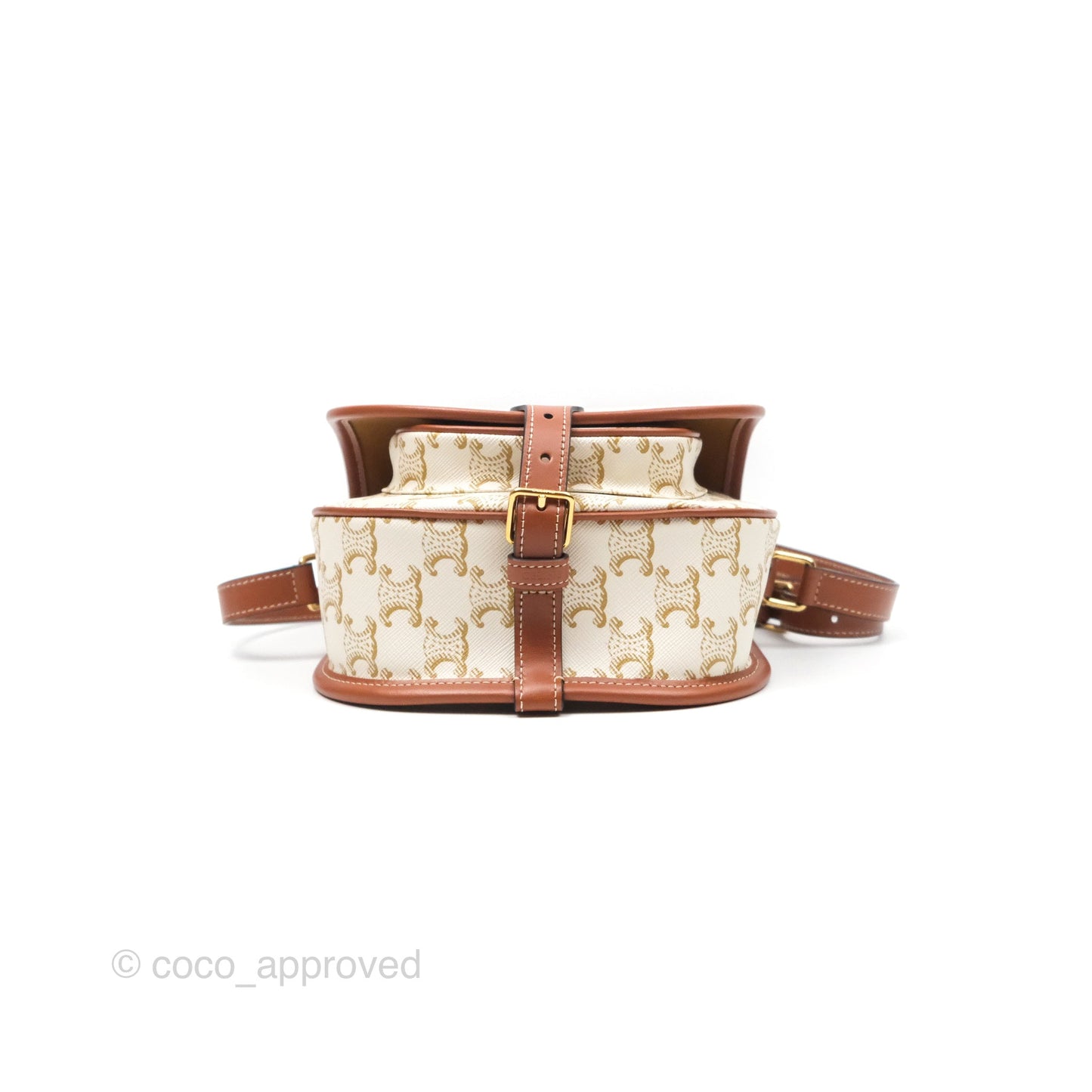 Celine Medium Folco Bag Triomphe Canvas White