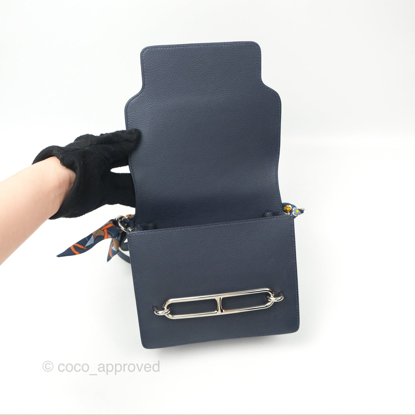 Hermès Roulis Mini 18 Blue Nuit Evercolor Palladium Hardware