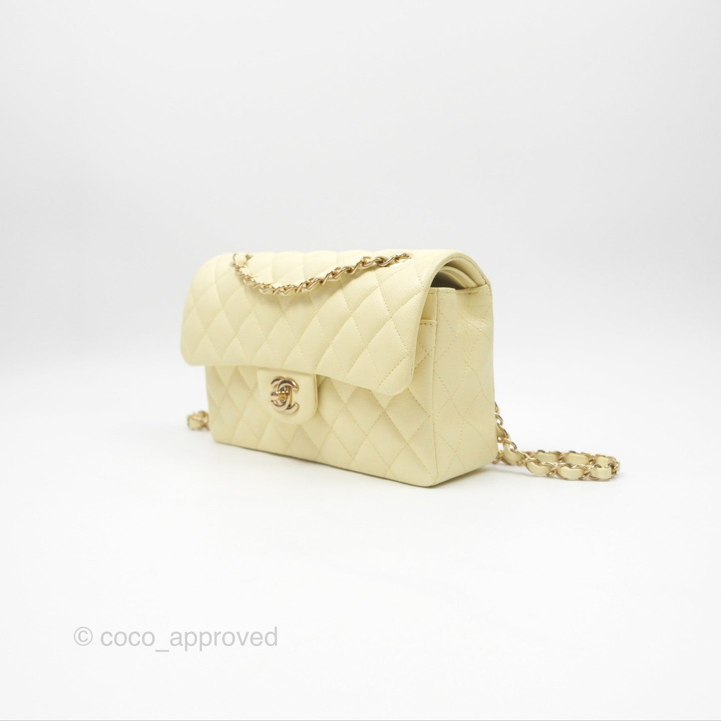 Chanel Small Classic Flap Quilted Yellow Caviar Gold Hardware