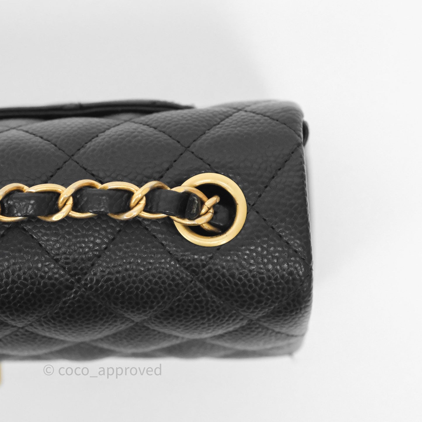 Chanel Mini Rectangular Quilted Black Caviar Aged Gold Hardware