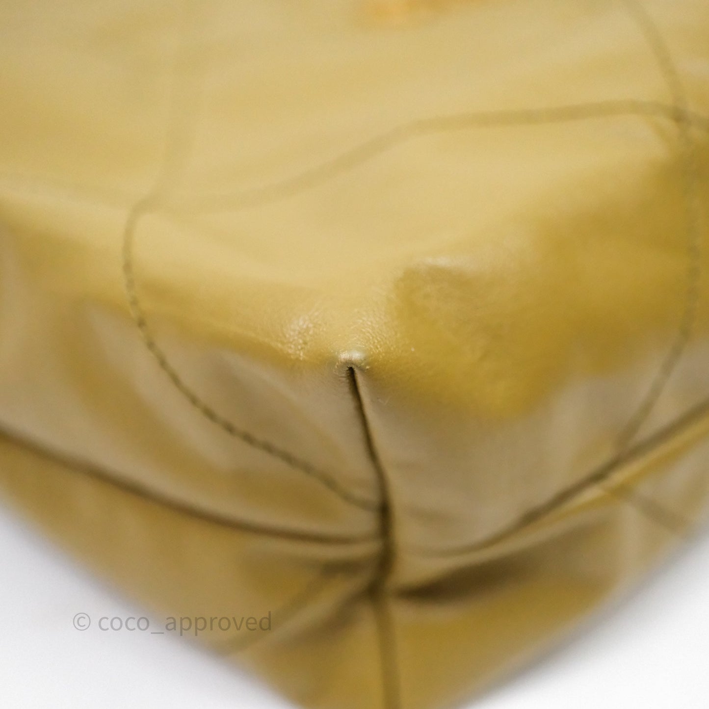 Chanel 22 Bag Medium Crumpled Olive Green Calfskin Aged Gold Hardware