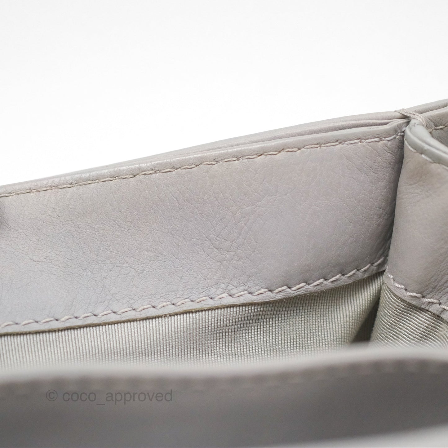 Chanel Medium Boy Reverso Flap Light Grey Calfskin Ruthenium Hardware