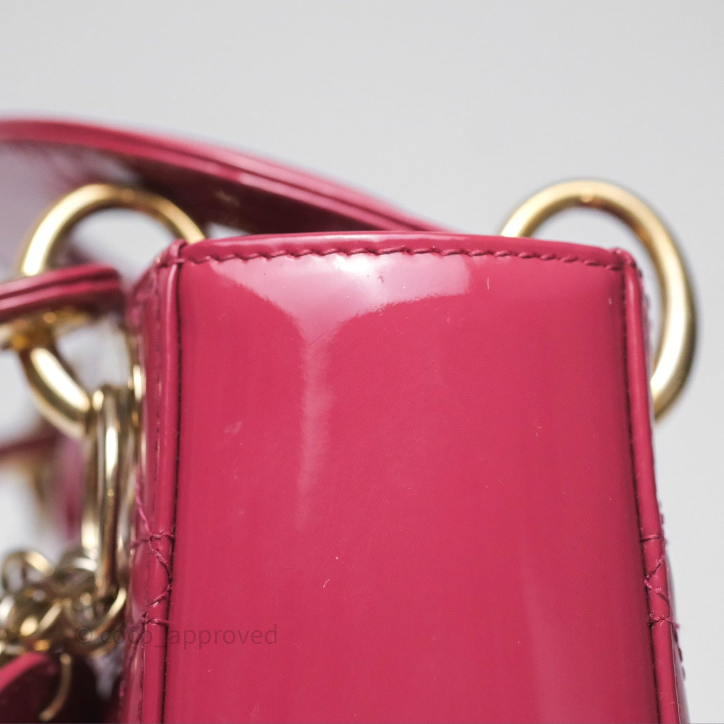 Christian Dior Mini Lady Dior Dusty Pink Patent Cannage Calfskin Gold Hardware