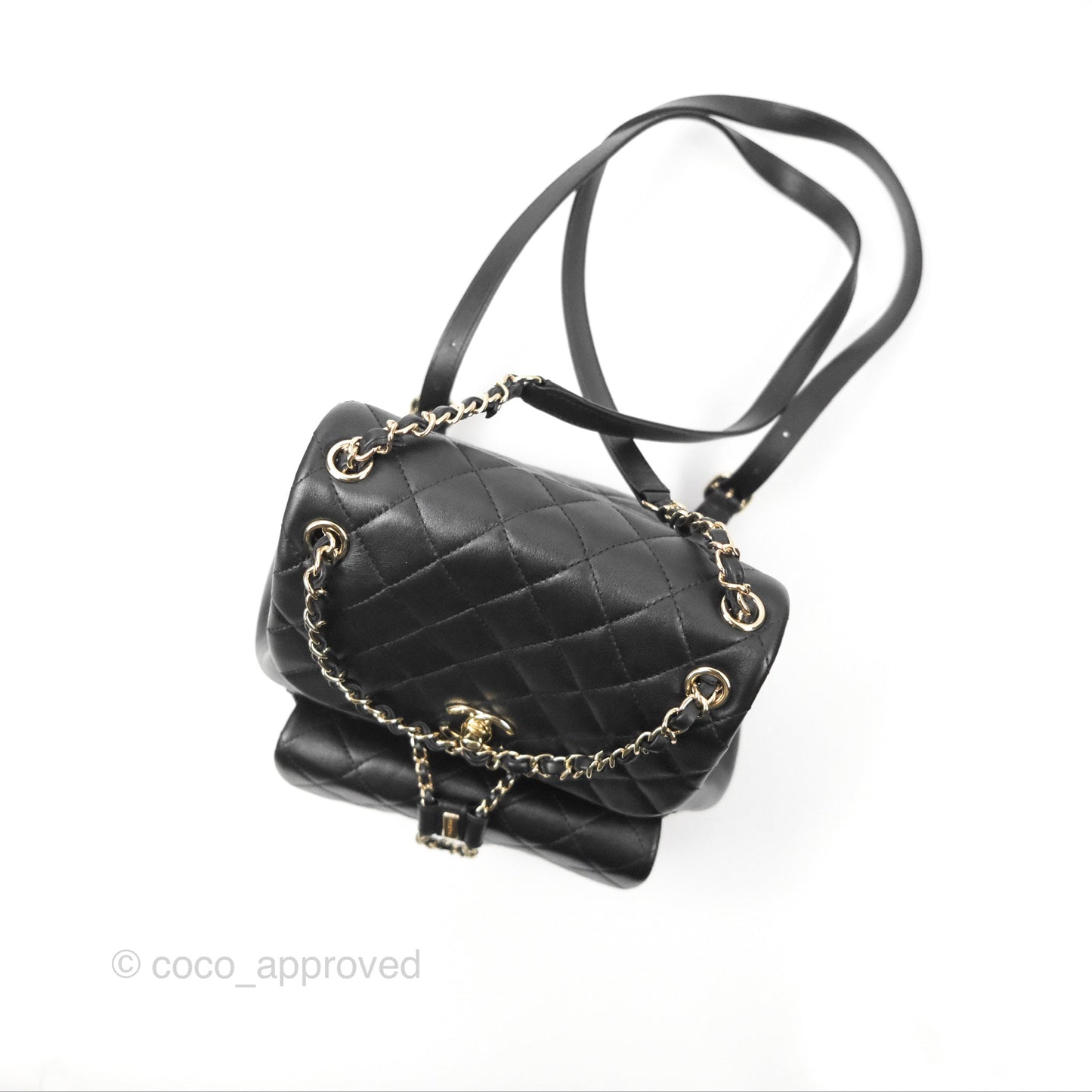 Chanel Quilted Large Duma Drawstring Backpack Black Lambskin