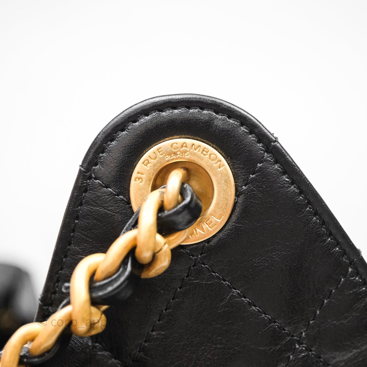 Chanel 25 Medium Black Crumpled Calfskin Aged Gold Hardware