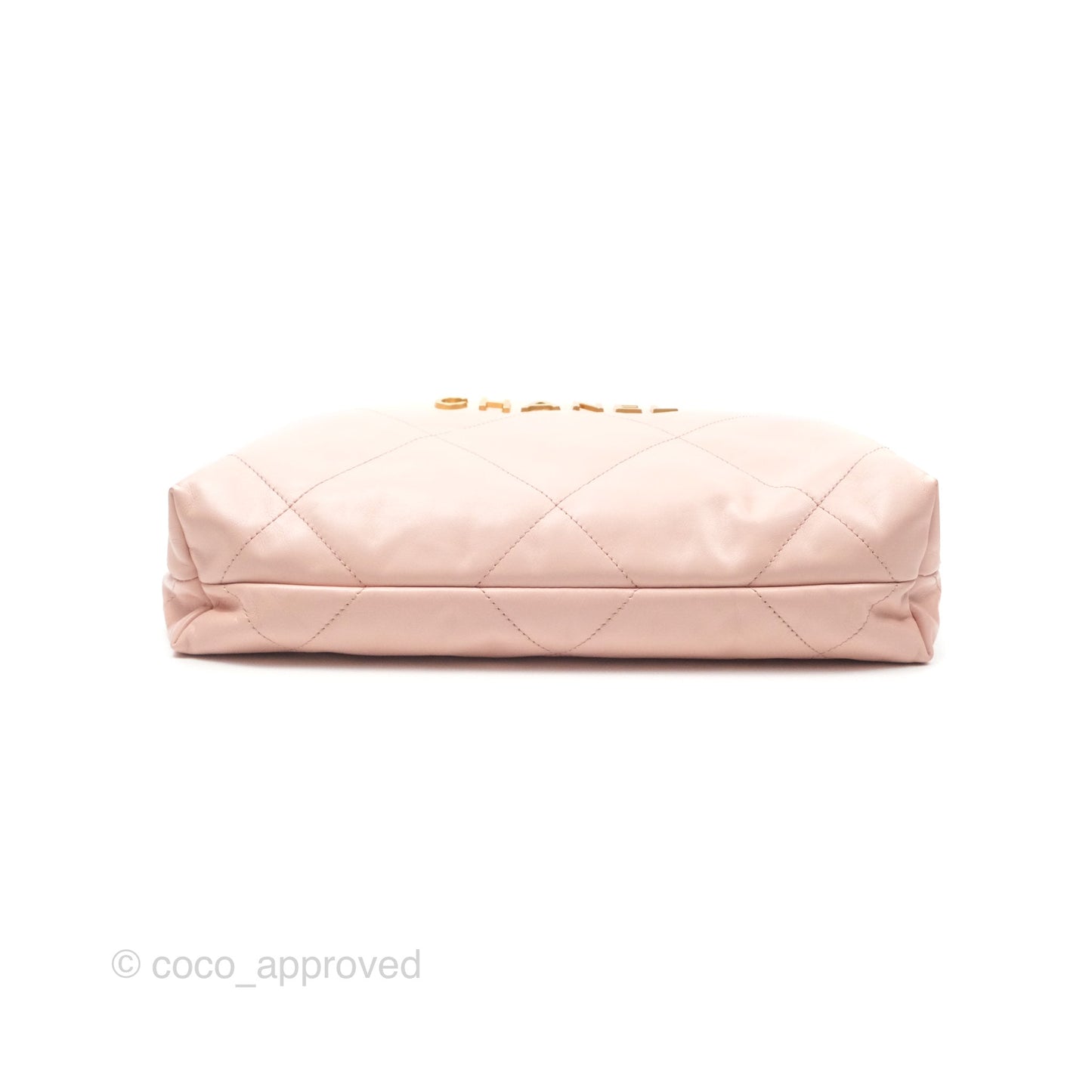 Chanel 22 Small Quilted Pink Shiny Crumpled Calfskin Aged Gold Hardware