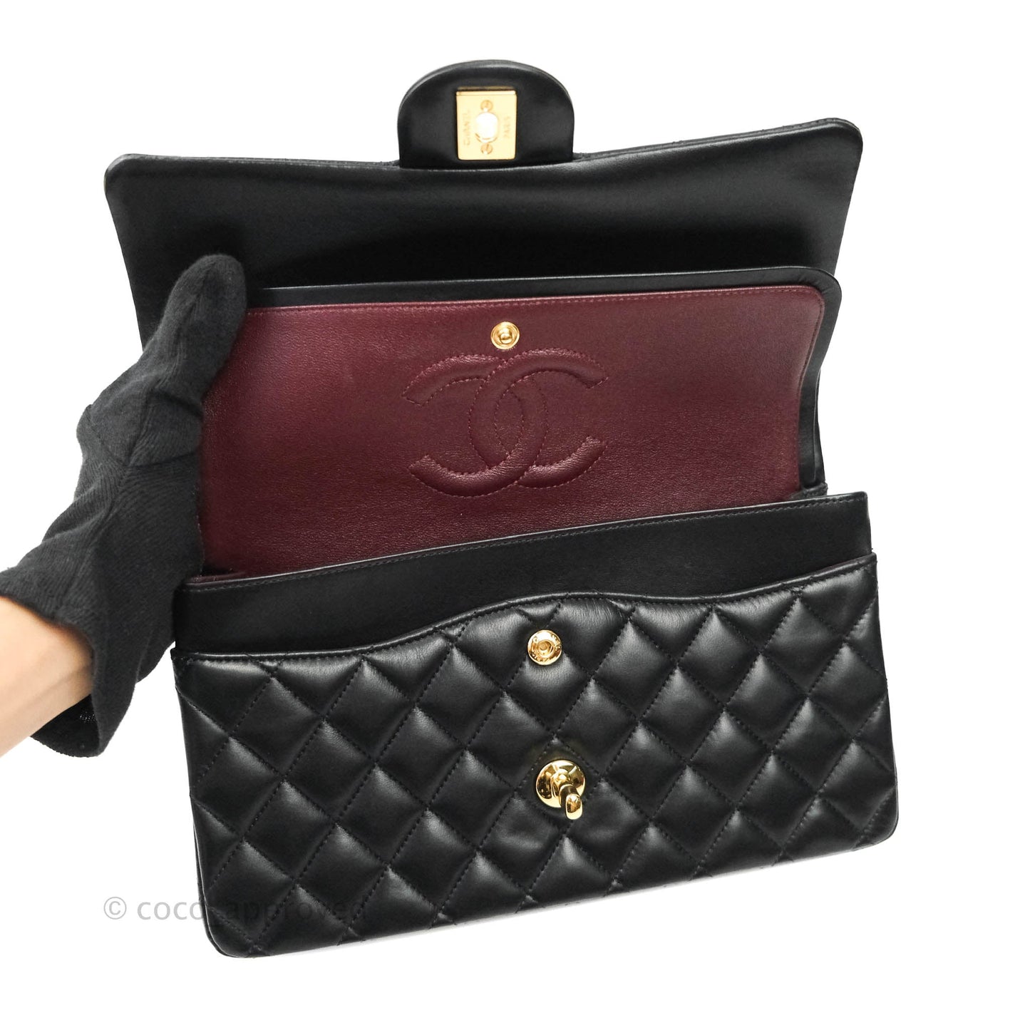 Chanel Classic M/L Black Lambskin Gold Hardware