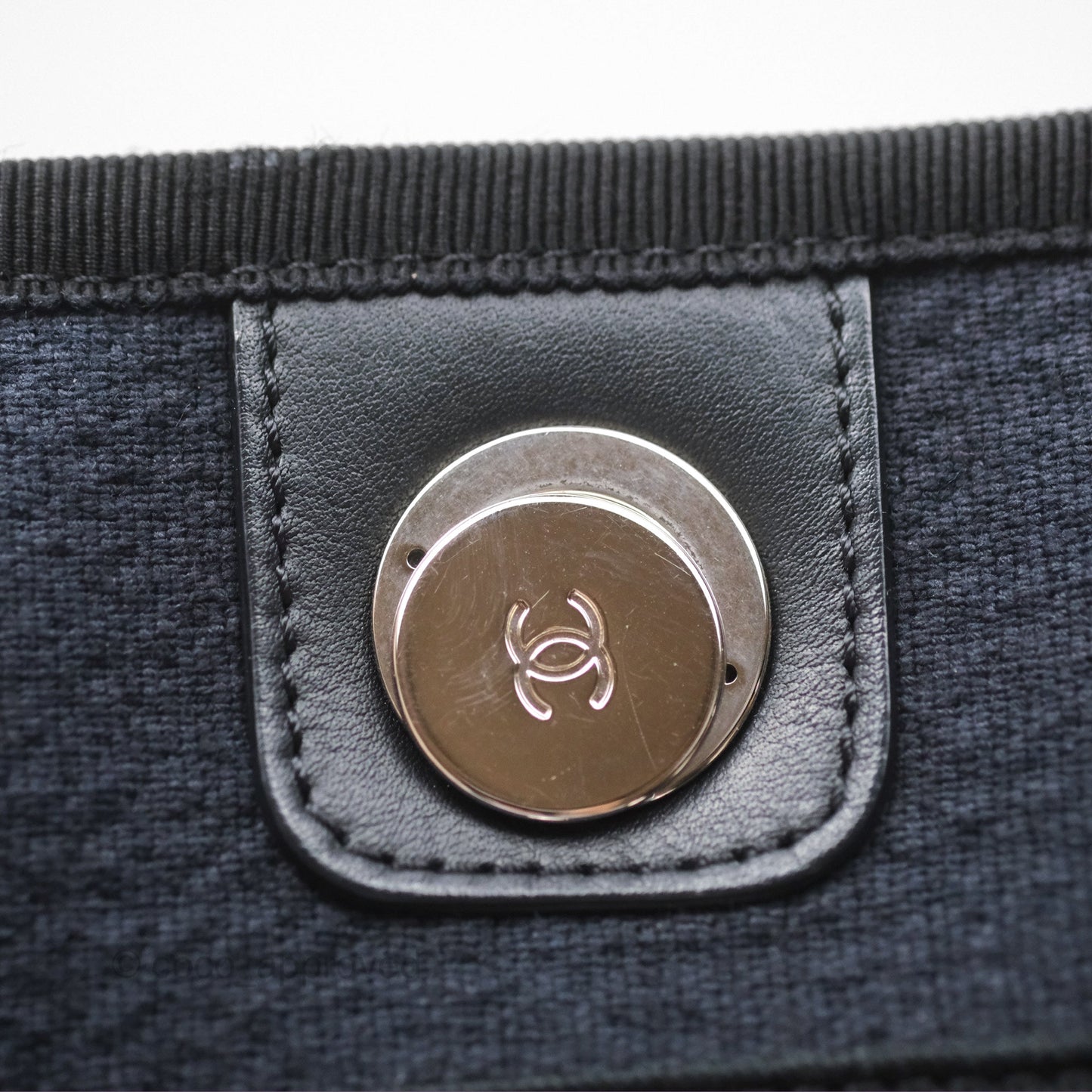 Chanel Medium Deauville Navy Canvas Silver Hardware