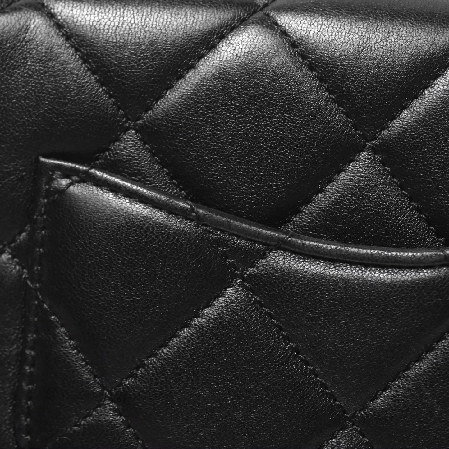 Chanel Logo Mini Square Flap Bag Black Lambskin Aged Gold Hardware 21B