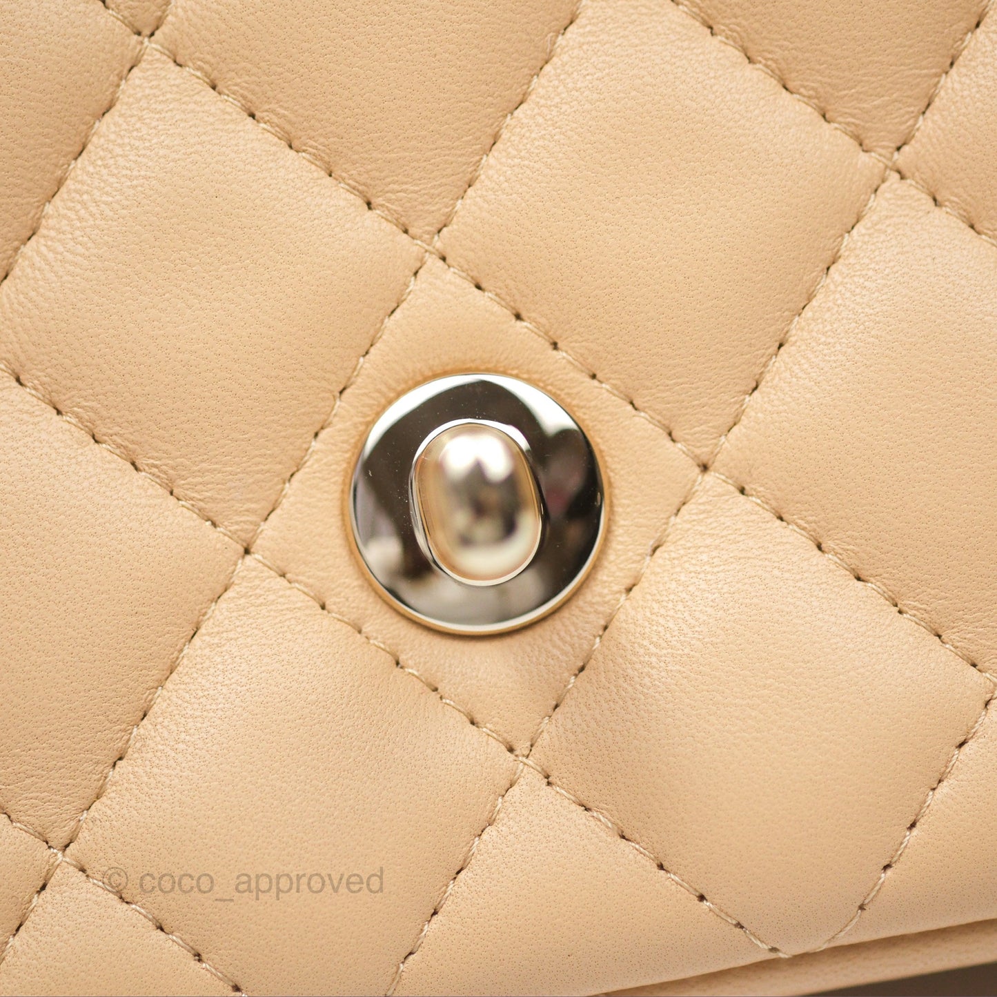 Chanel Quilted Mini Rectangular Beige Lambskin Gold Hardware
