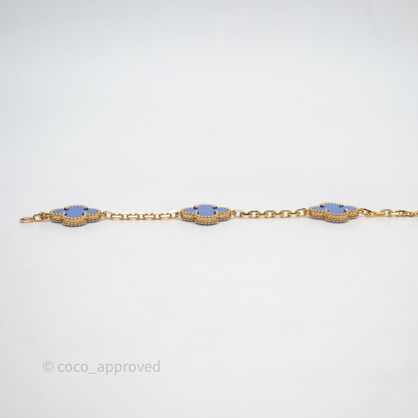 Van Cleef & Arpels Vintage Alhambra 5 Motifs Blue Agate Yellow Gold Bracelet