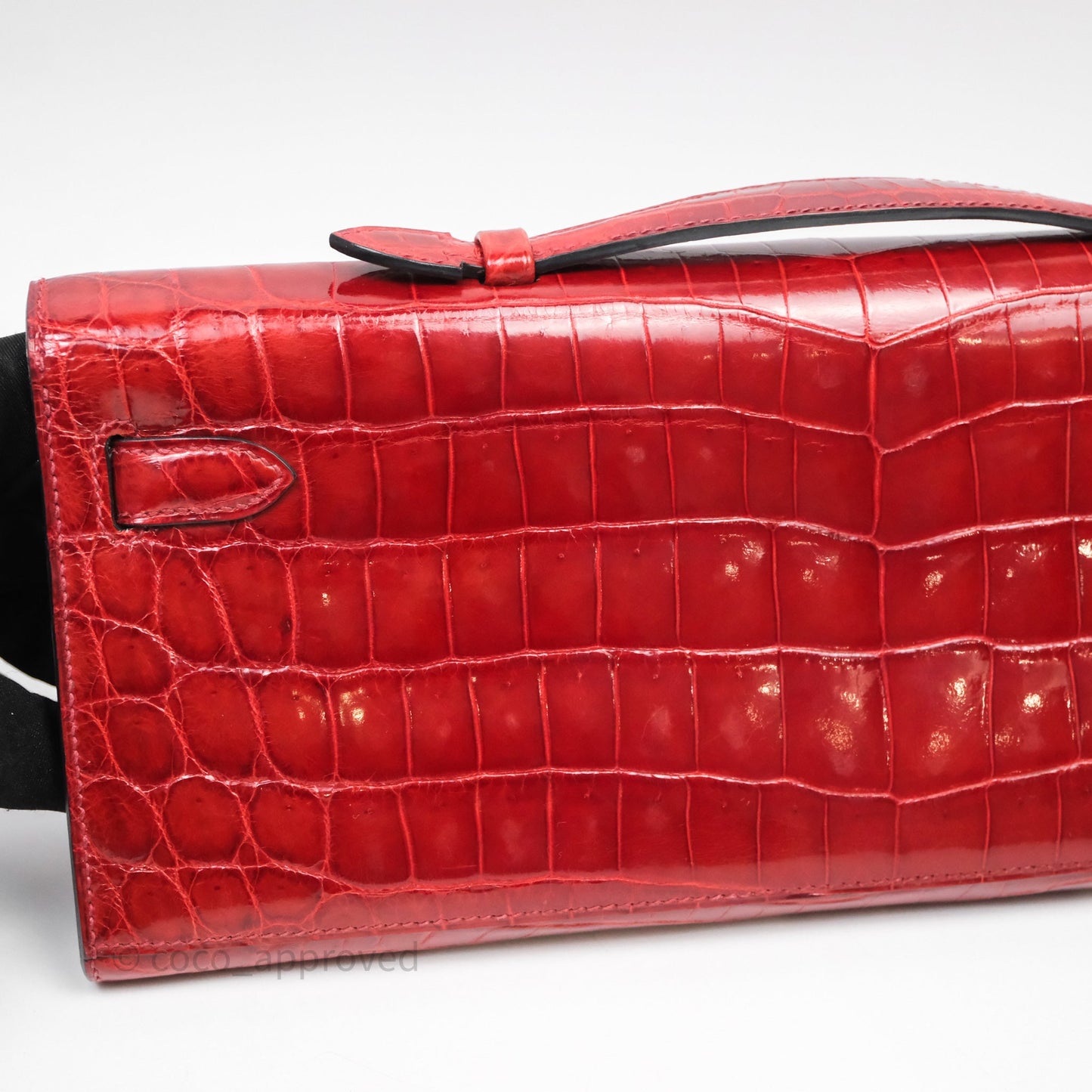 Hermes Kelly Cut Rouge H Shiny Niloticus Crocodile Gold Hardware