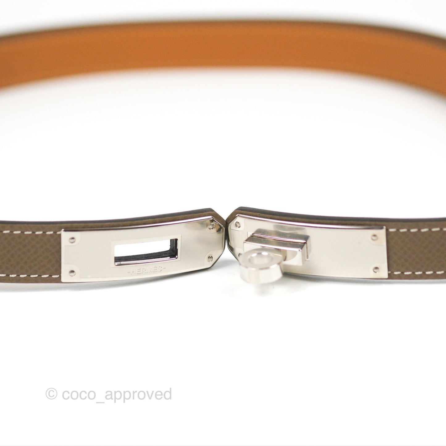 Hermès Kelly Buckle Belt Etoupe Epsom Palladium Hardware