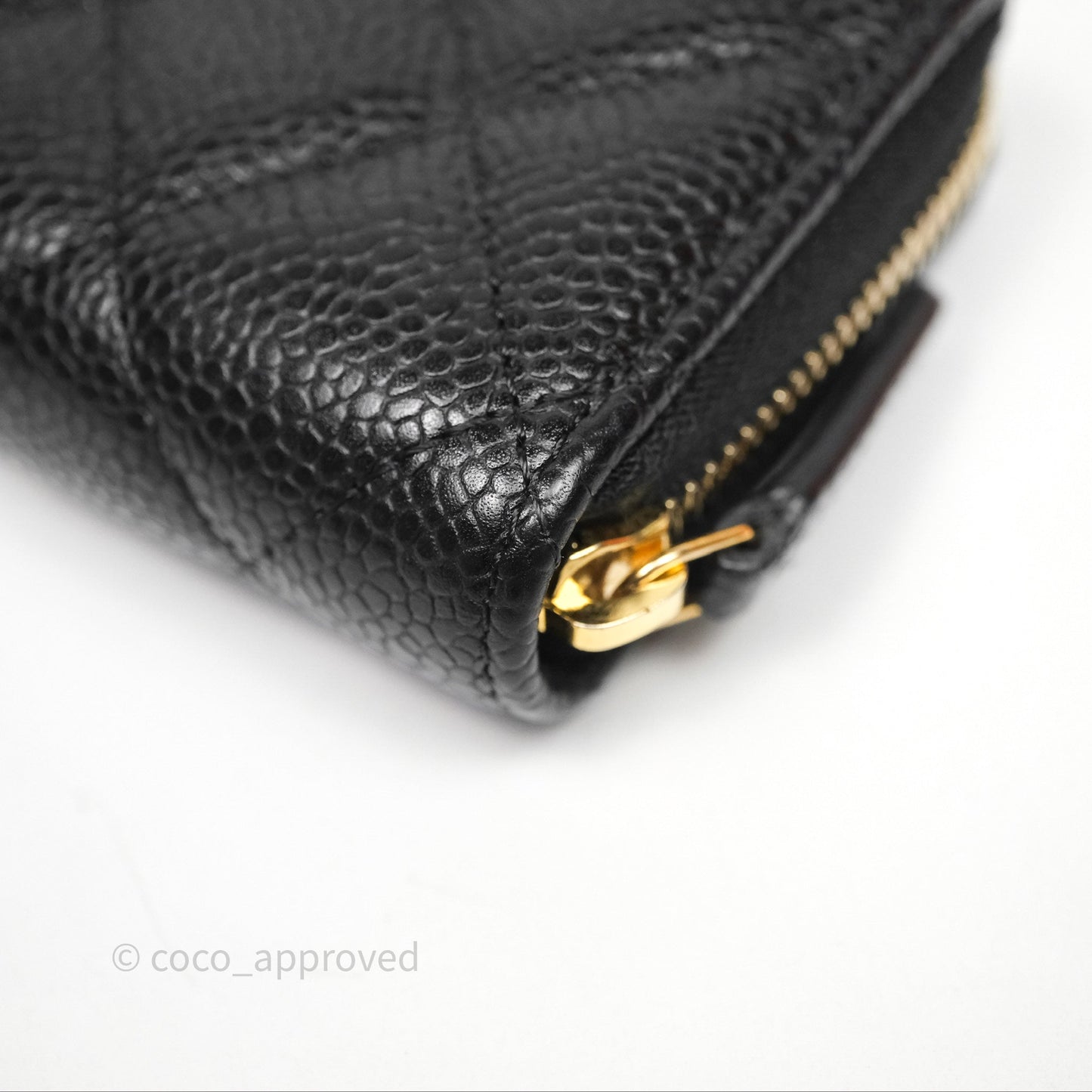 Chanel Classic Zipped Coin Purse Black Caviar Gold Hardware
