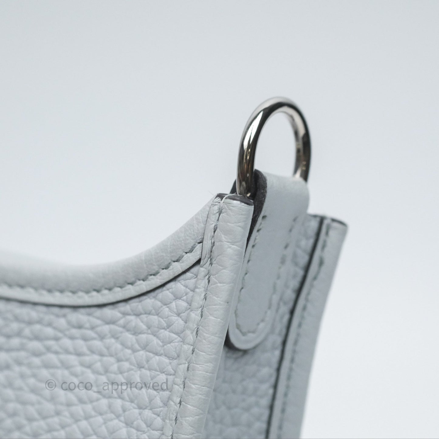 Hermès Mini Evelyne 16 Bleu Pale 08 Clemence Palladium Hardware