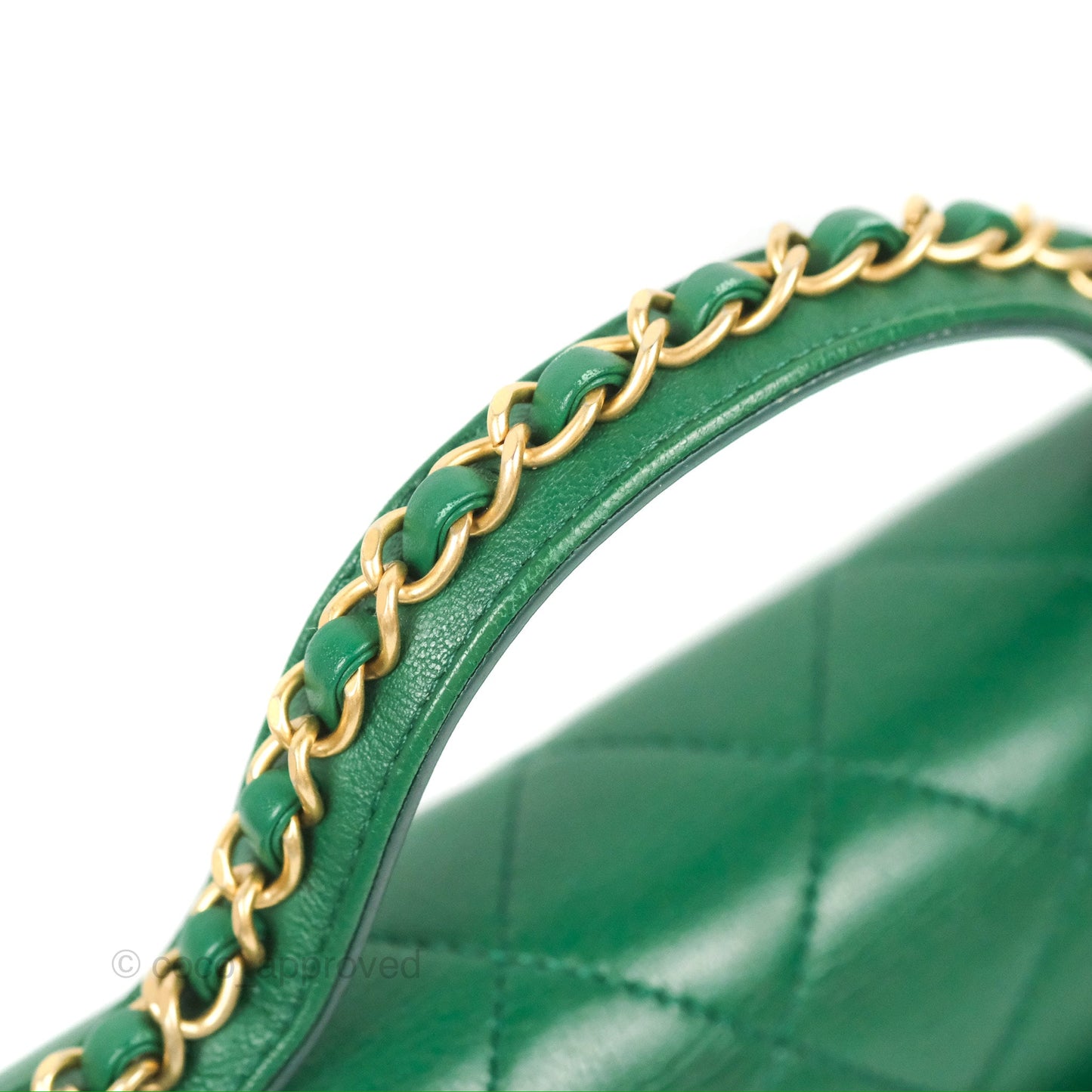 Chanel Chain Infinity Top Handle Bag Green Lambskin Aged Gold Hardware