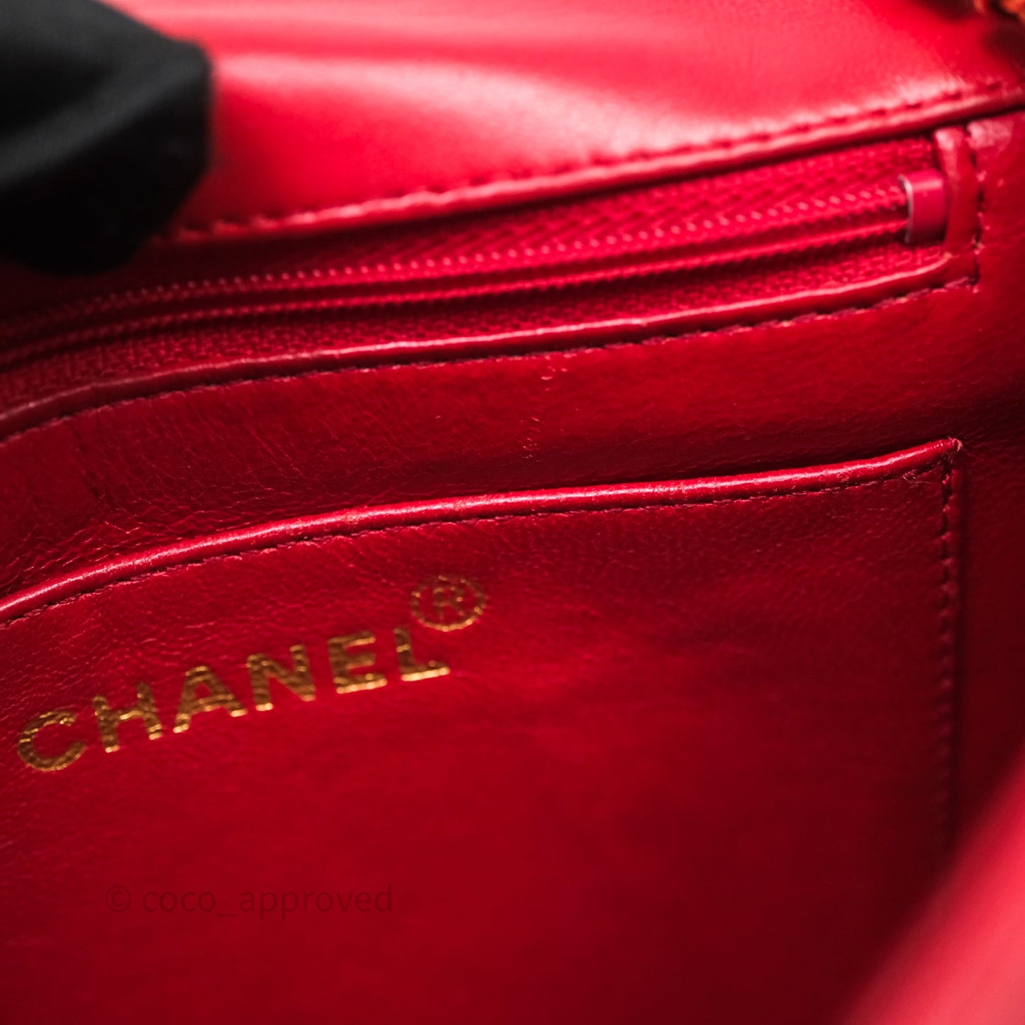 Chanel Vintage Quilted Flap Bag Red Lambskin Gold Hardware