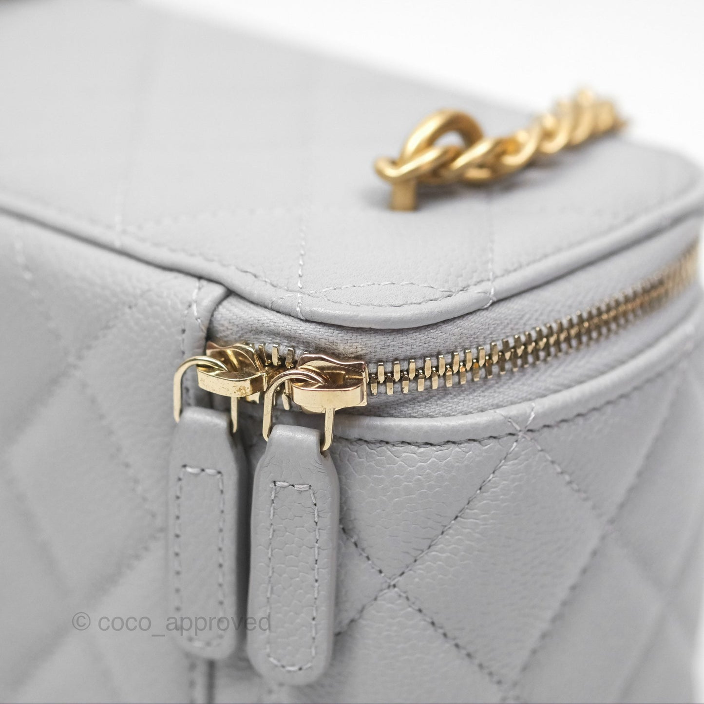 Chanel Vanity with Heart Adjustable Chain Grey Caviar Aged Gold Hardware