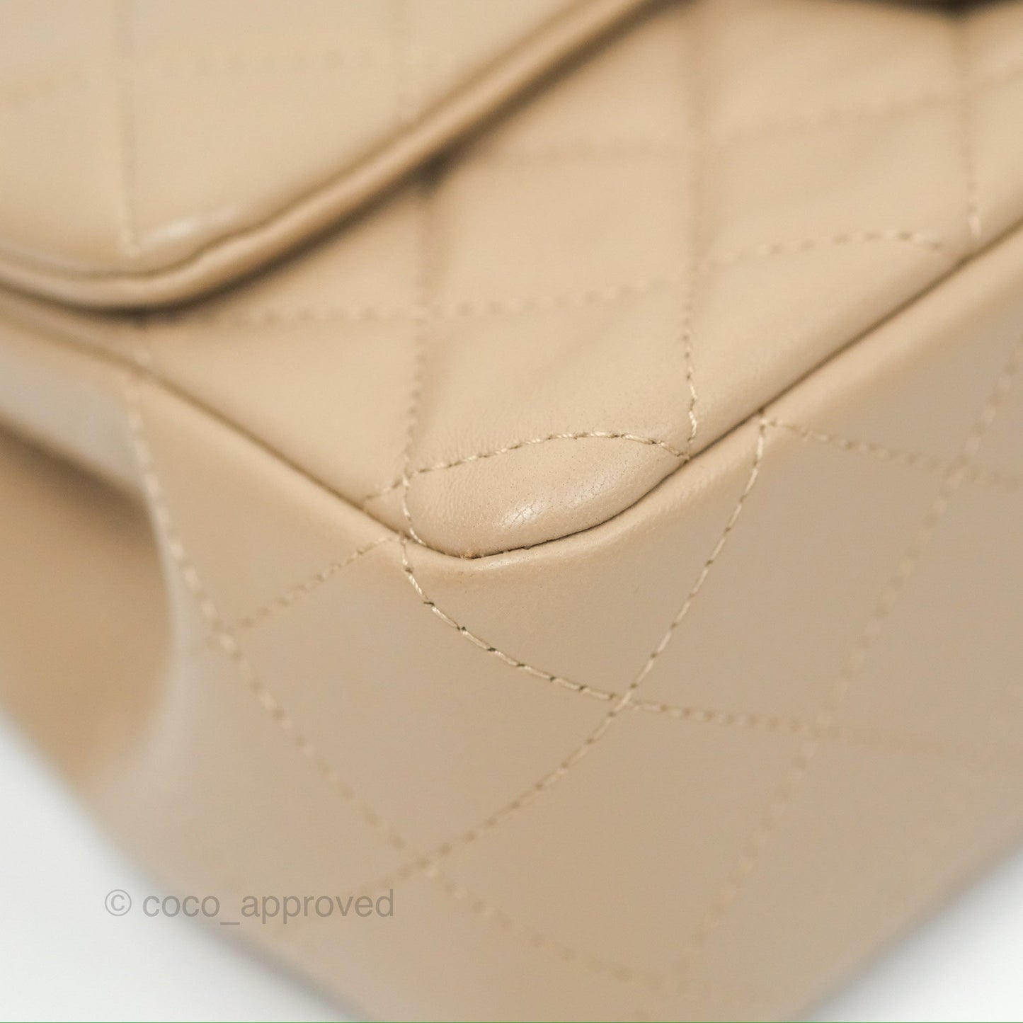 Chanel Mini Rectangular Quilted Beige Lambskin Gold Hardware