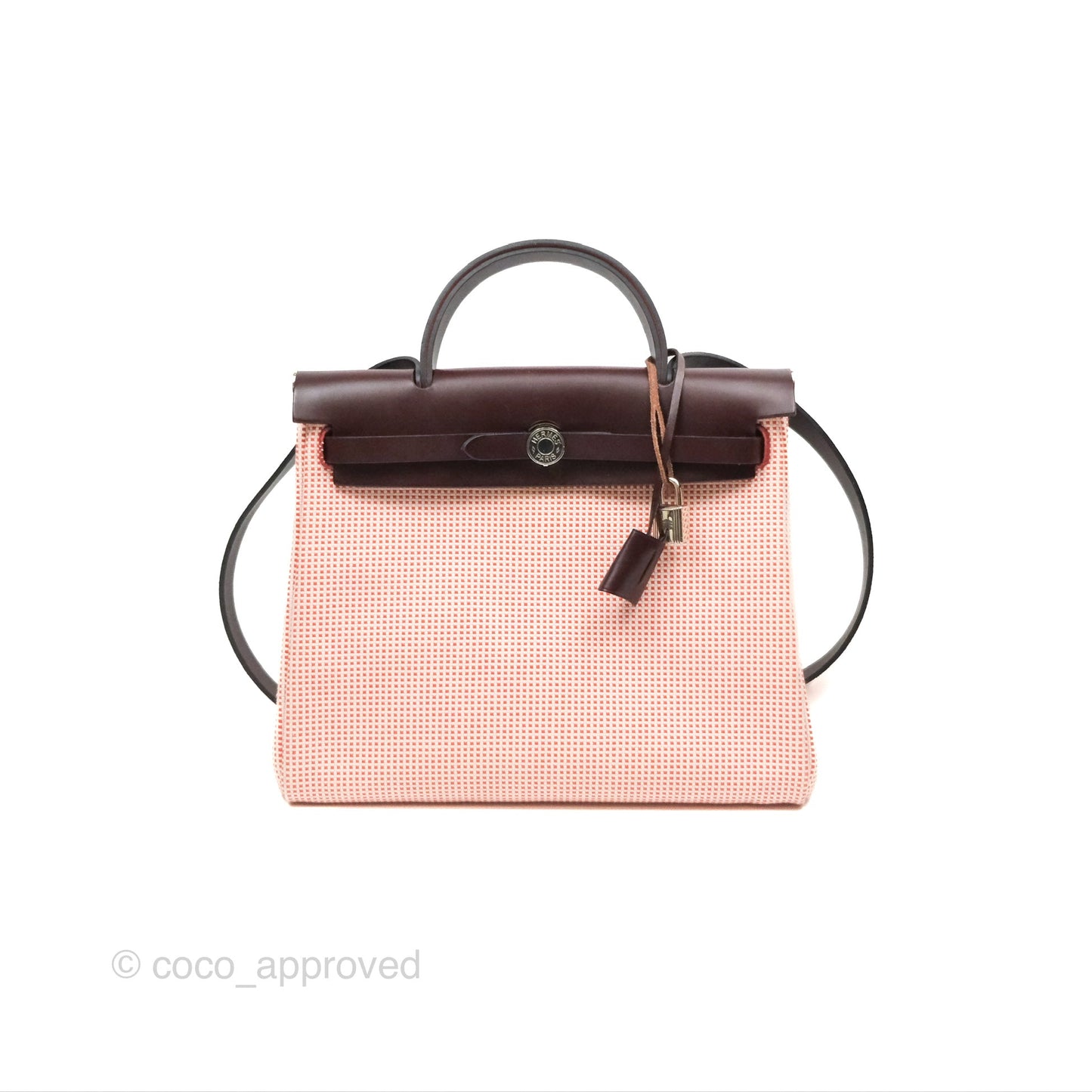 Hermès Herbag Retourne Zip 31 Ecru/Brique/Mauve Pale/Rouge Sellier Canvas Palladium Hardware