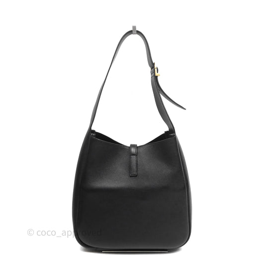 Saint Laurent LE 5 à 7 Supple Small Black Grained Leather Gold Hardware