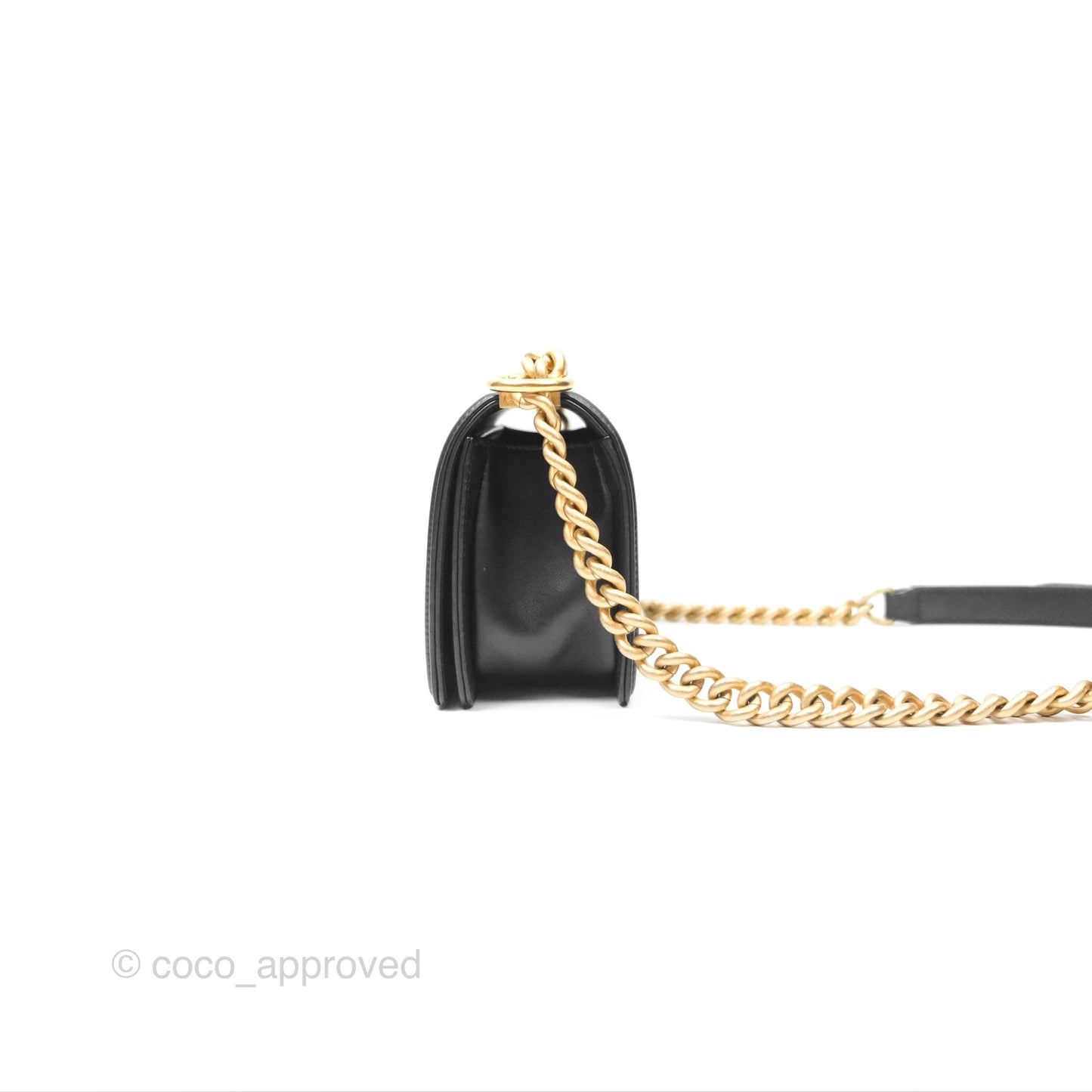Chanel Small Boy Black Calfskin Aged Gold Hardware
