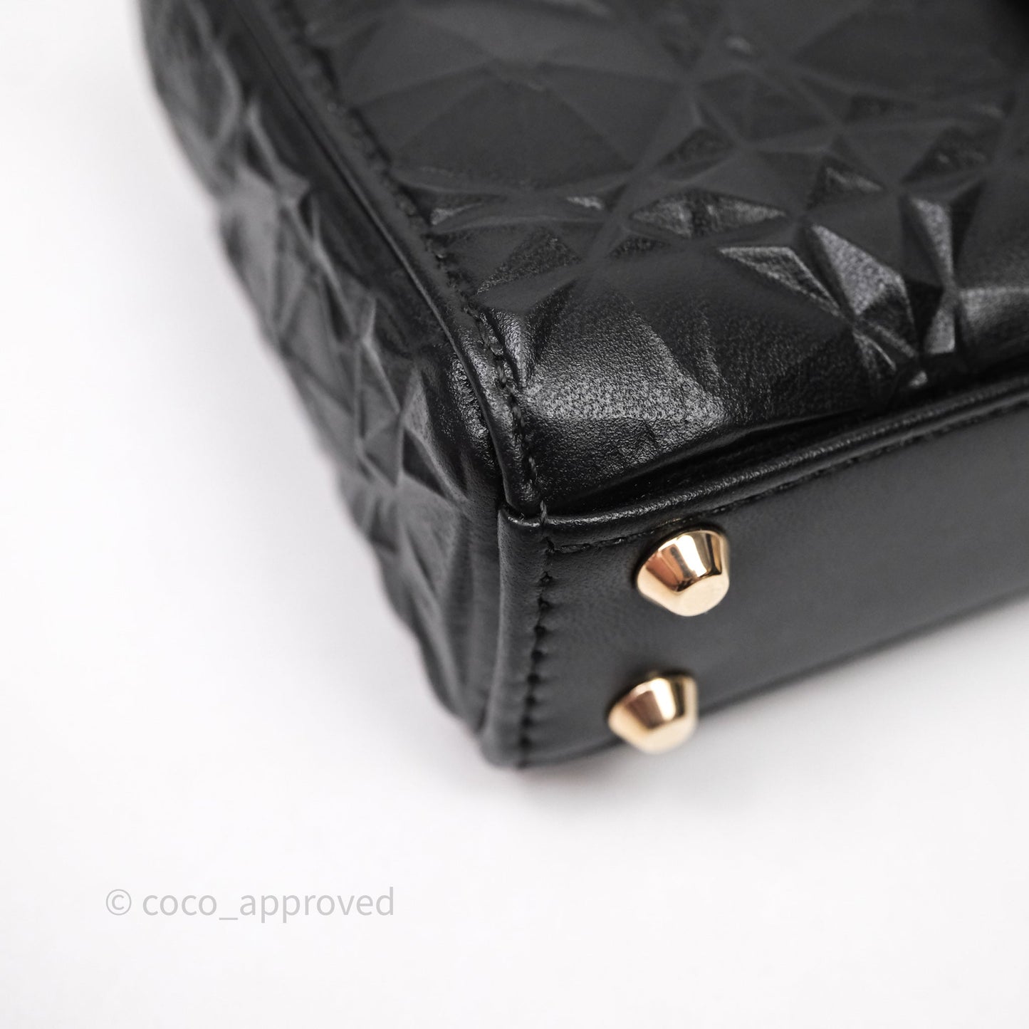Dior Mirco Lady Dior Black Cannage Calfskin with Diamond Motif Gold Hardware