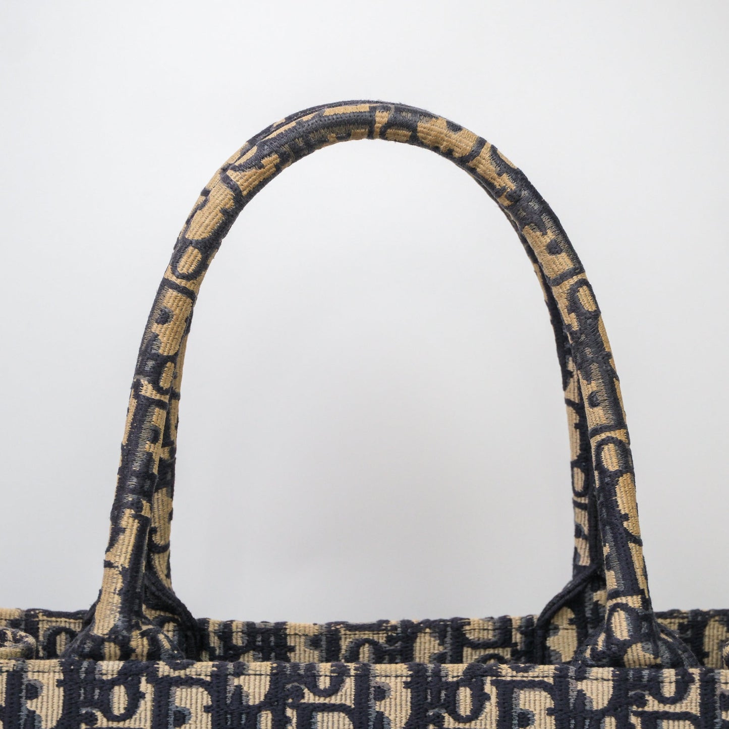 Christian Dior Medium Blue (Old Small) Dior Oblique Embroidery Canvas Book Tote