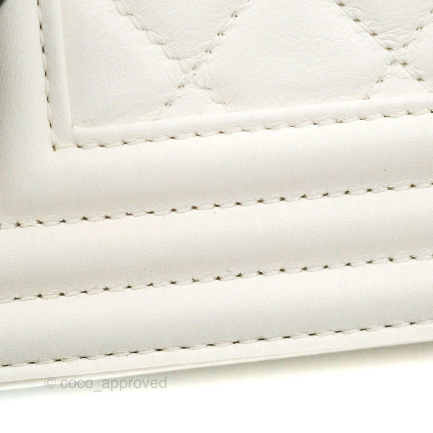 Chanel Medium Boy Bag White Calfskin Gold Hardware