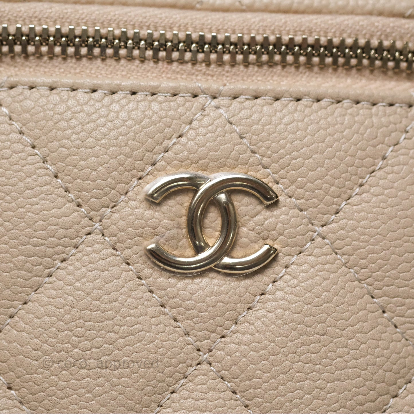 Chanel Mini Vanity With CC Chain Beige Caviar Gold Hardware