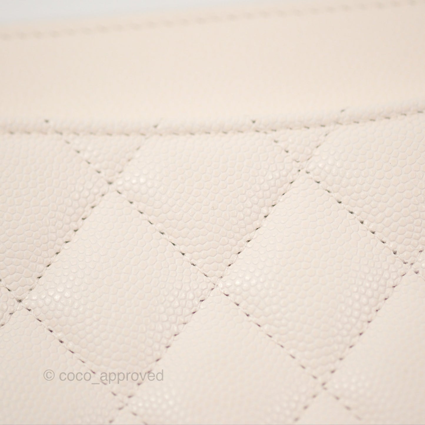 Chanel Quilted Zip Long Wallet White Caviar Silver Hardware