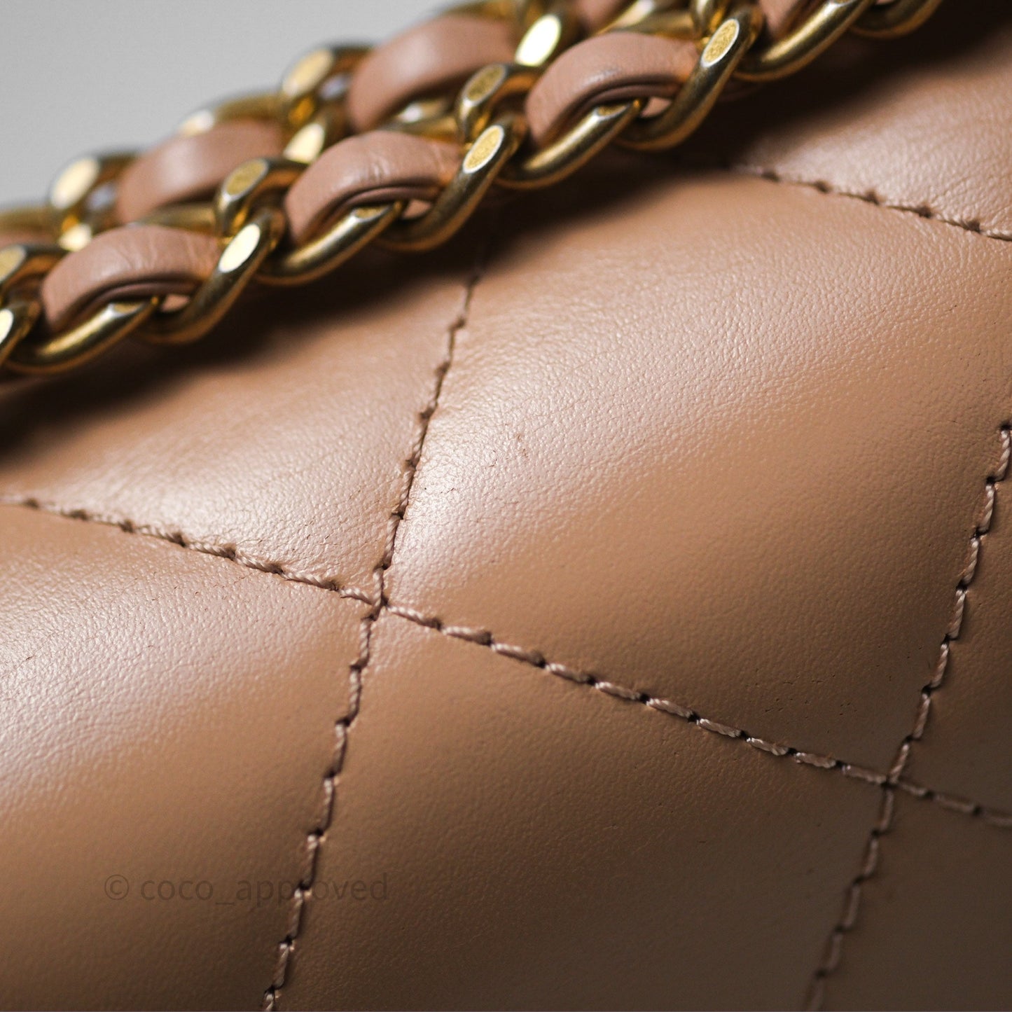 Chanel Quilted Small Perfect Fit Adjustable Beige Calfskin Gold Hardware 21A