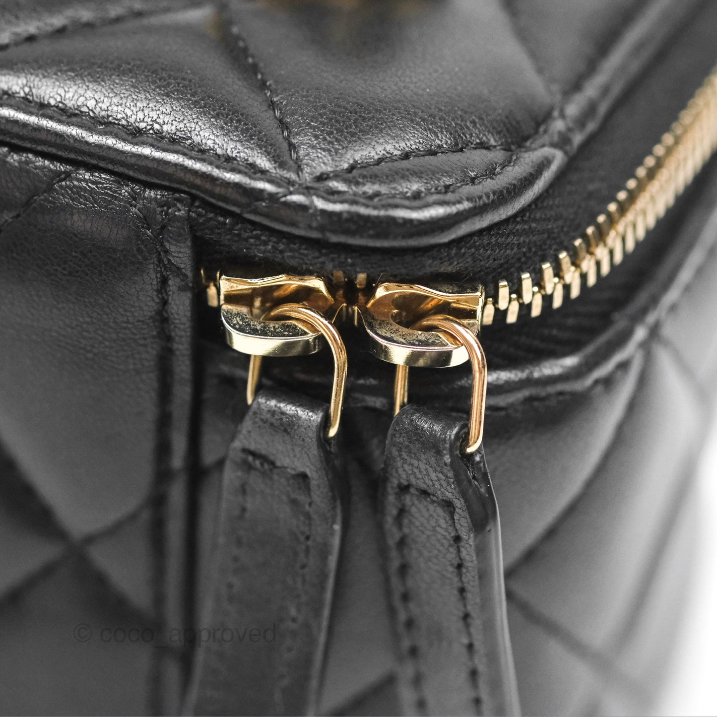 Chanel Vanity Rectangular Top Handle Black Lambskin Aged Gold Hardware