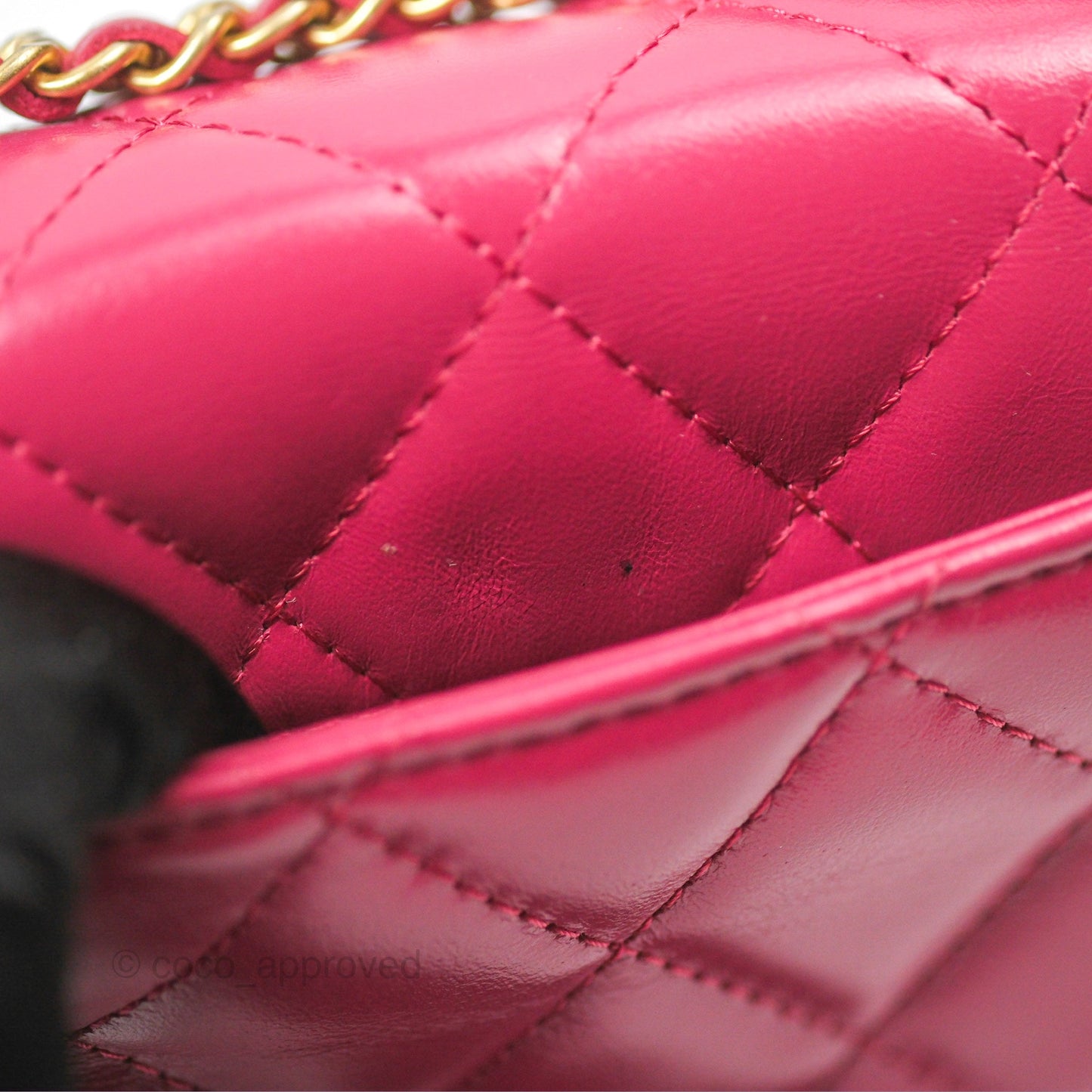 Chanel Quilted Perfect Fit Dark Pink Phone Holder Aged Gold Hardware